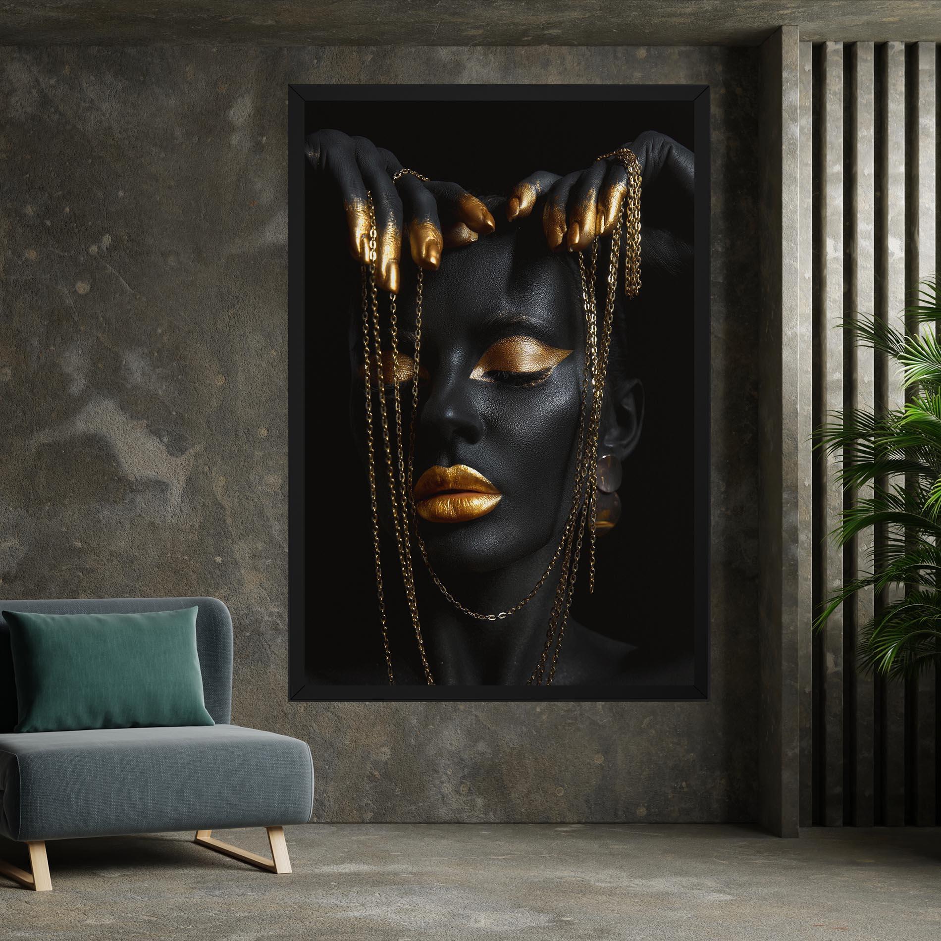 Obraz na Płótnie Black Gold Chain Makeup mockup 7