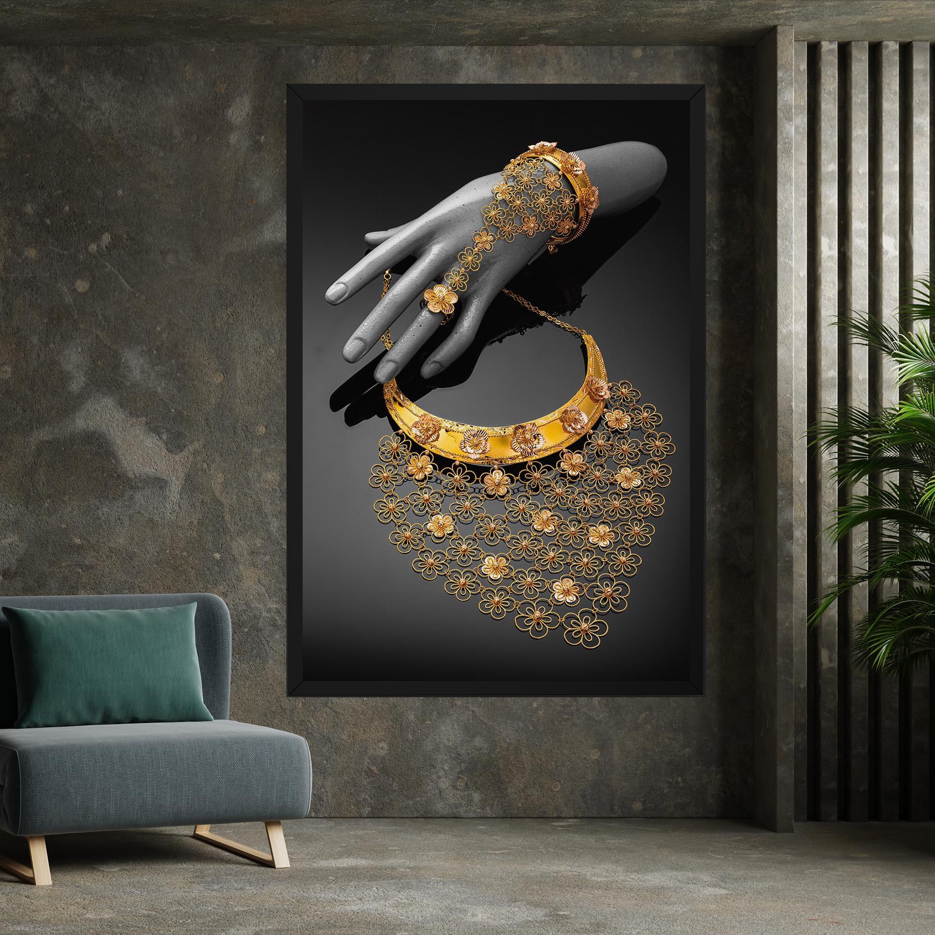 Obraz na Płótnie Golden Jewelery Set mockup 7