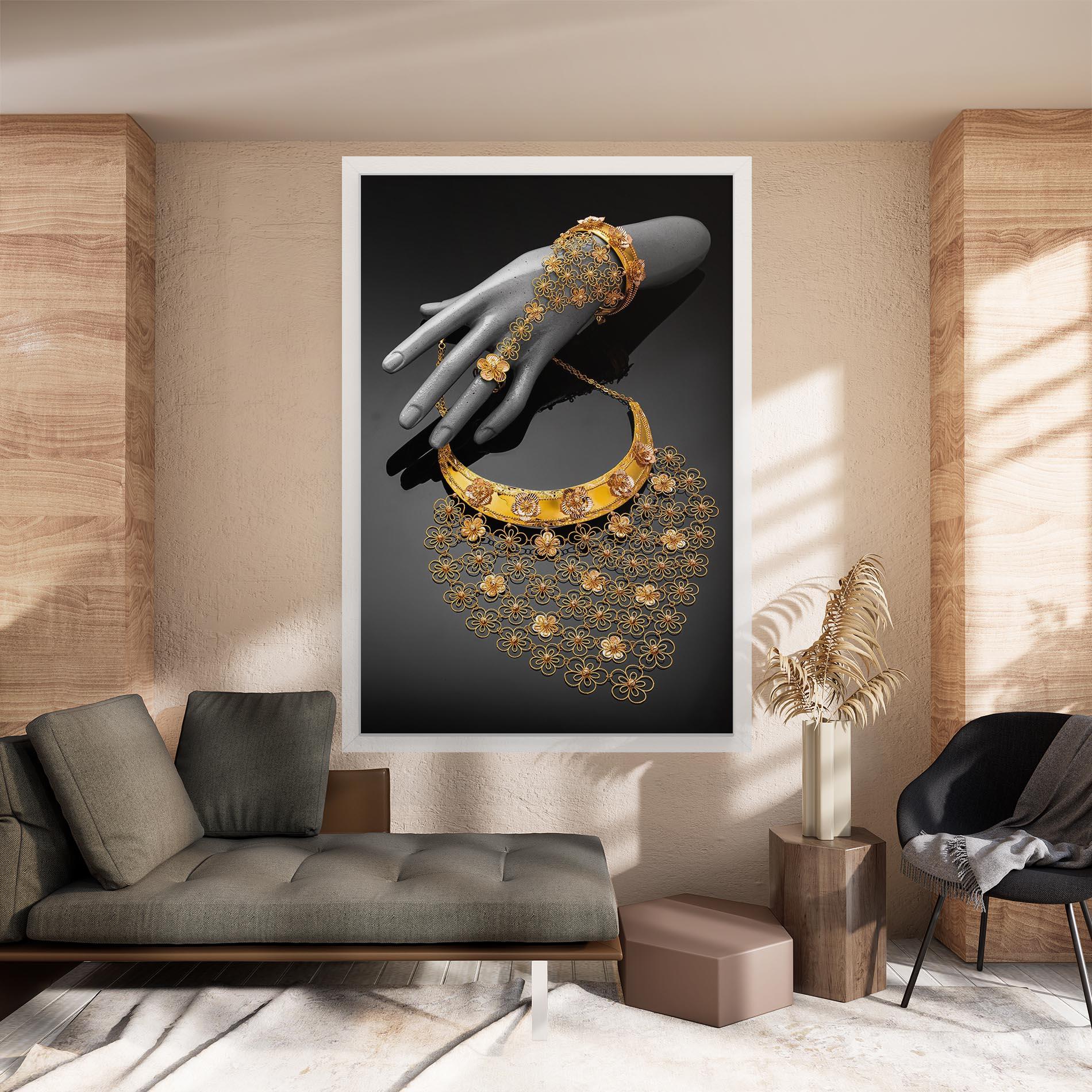Obraz na Płótnie Golden Jewelery Set mockup 8