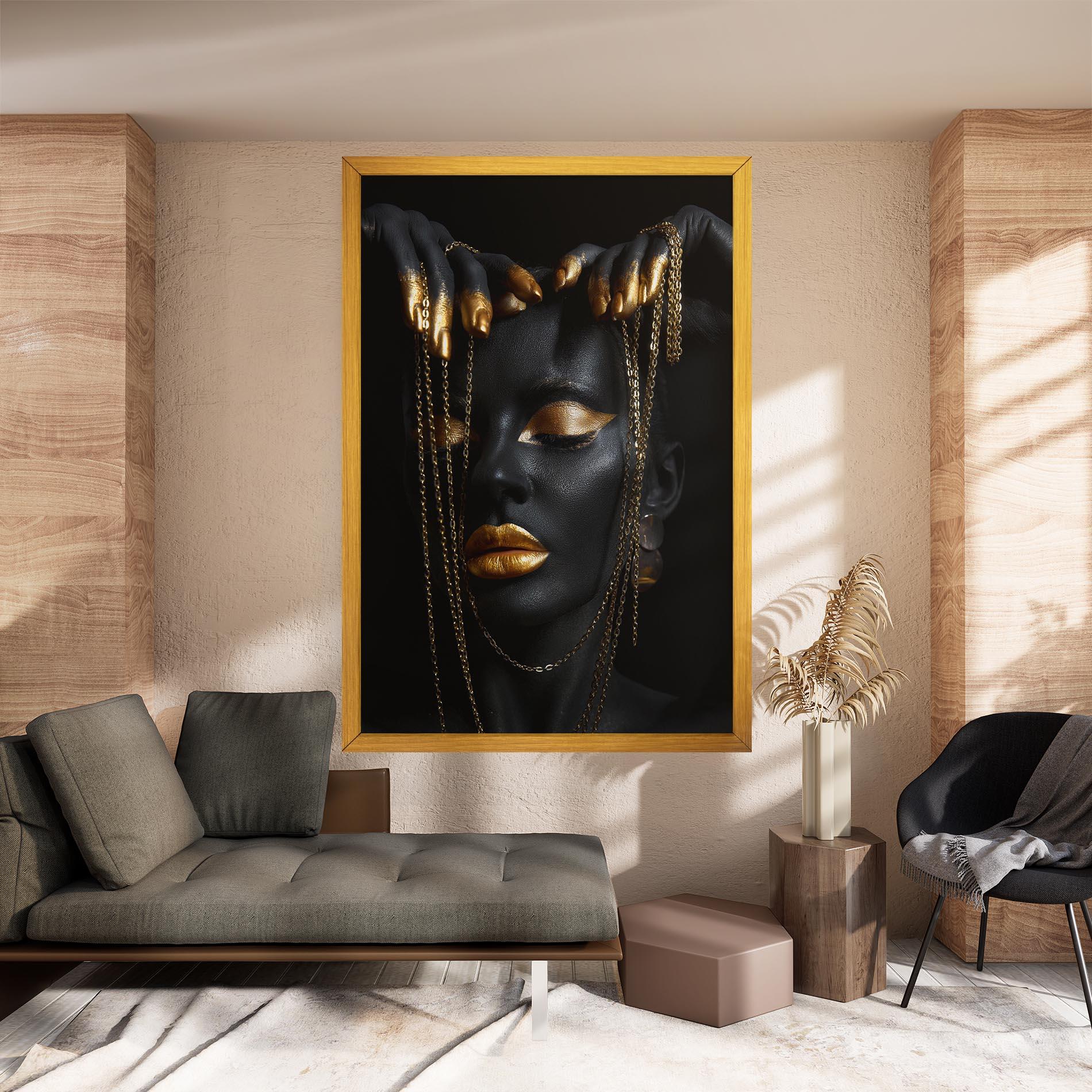 Obraz na Płótnie Black Gold Chain Makeup mockup 8