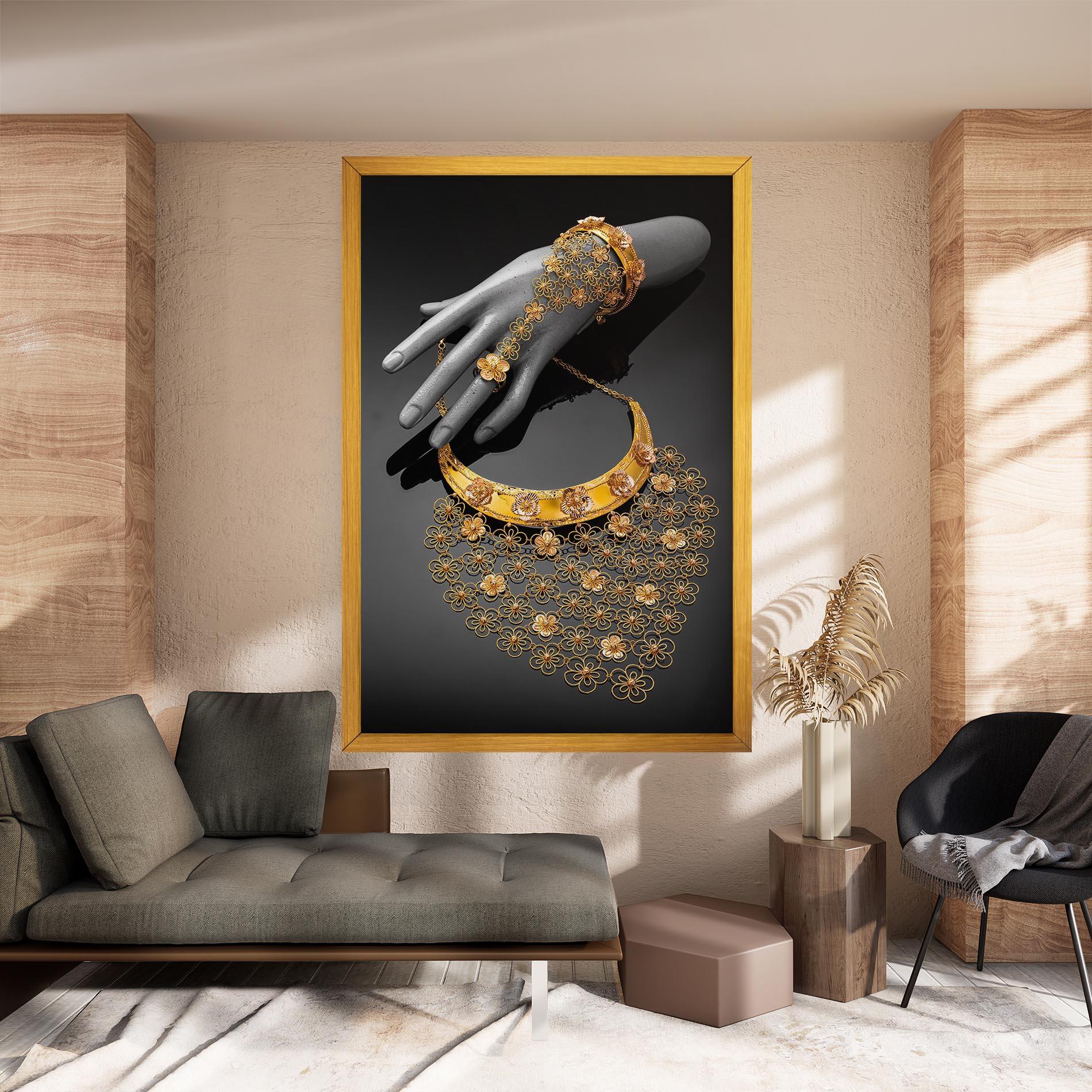 Obraz na Płótnie Golden Jewelery Set mockup 8