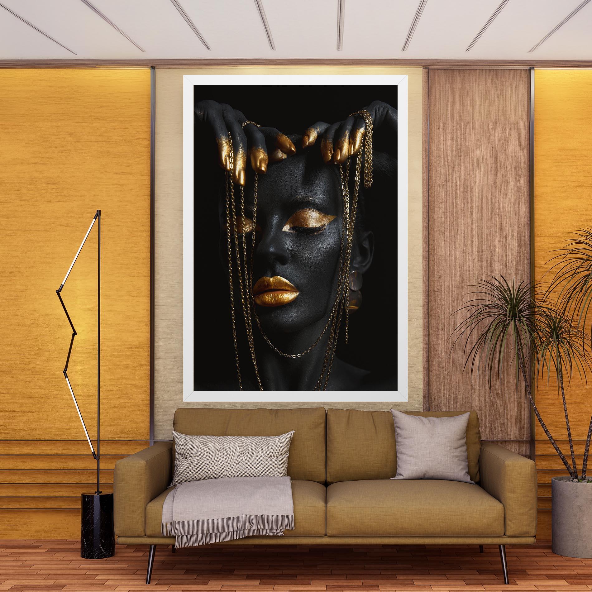 Obraz na Płótnie Black Gold Chain Makeup mockup 9