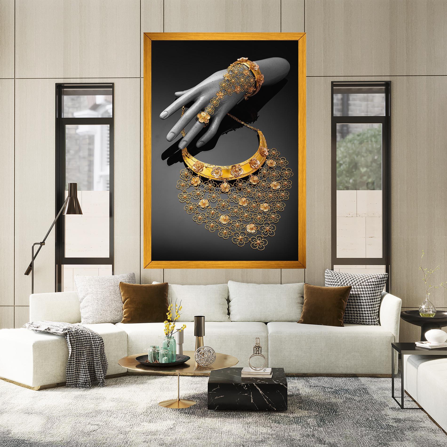 Obraz na Płótnie Golden Jewelery Set mockup 2