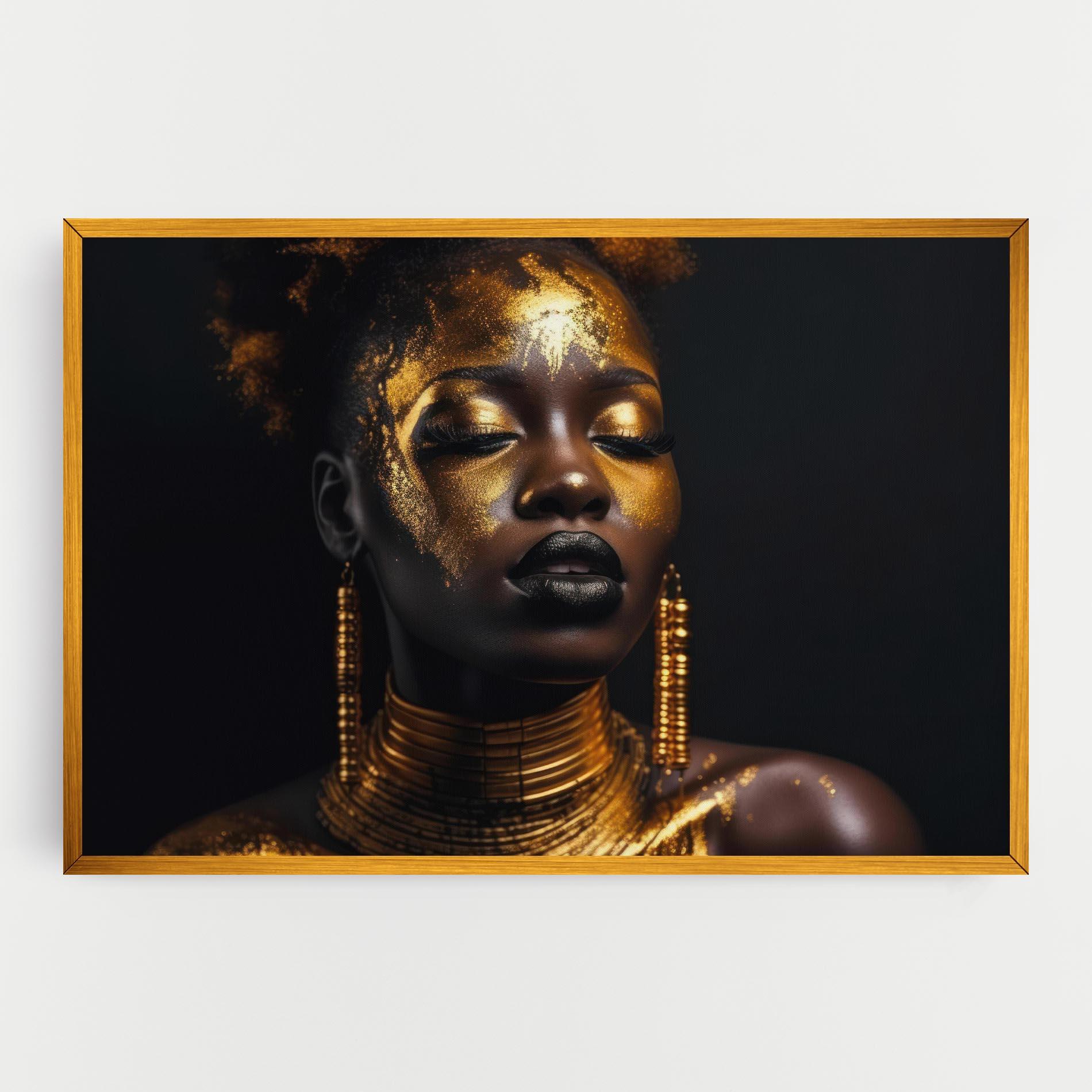 Obraz na Płótnie Gold Makeup Black Lips mockup 0