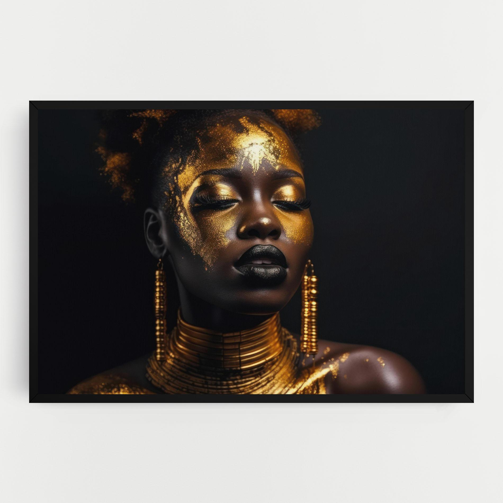 Obraz na Płótnie Gold Makeup Black Lips mockup 0