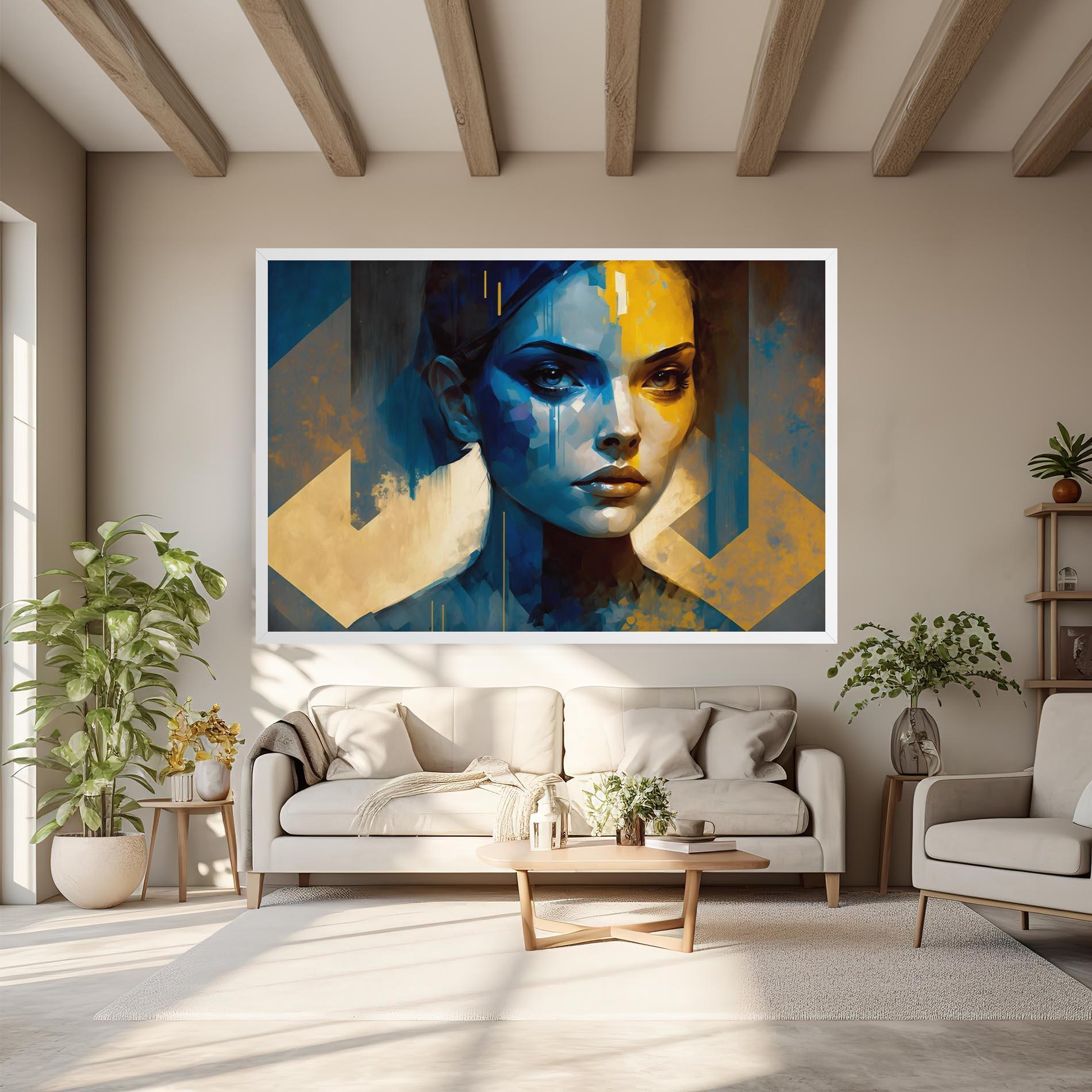 Obraz na Płótnie Gold Blue Face mockup 6