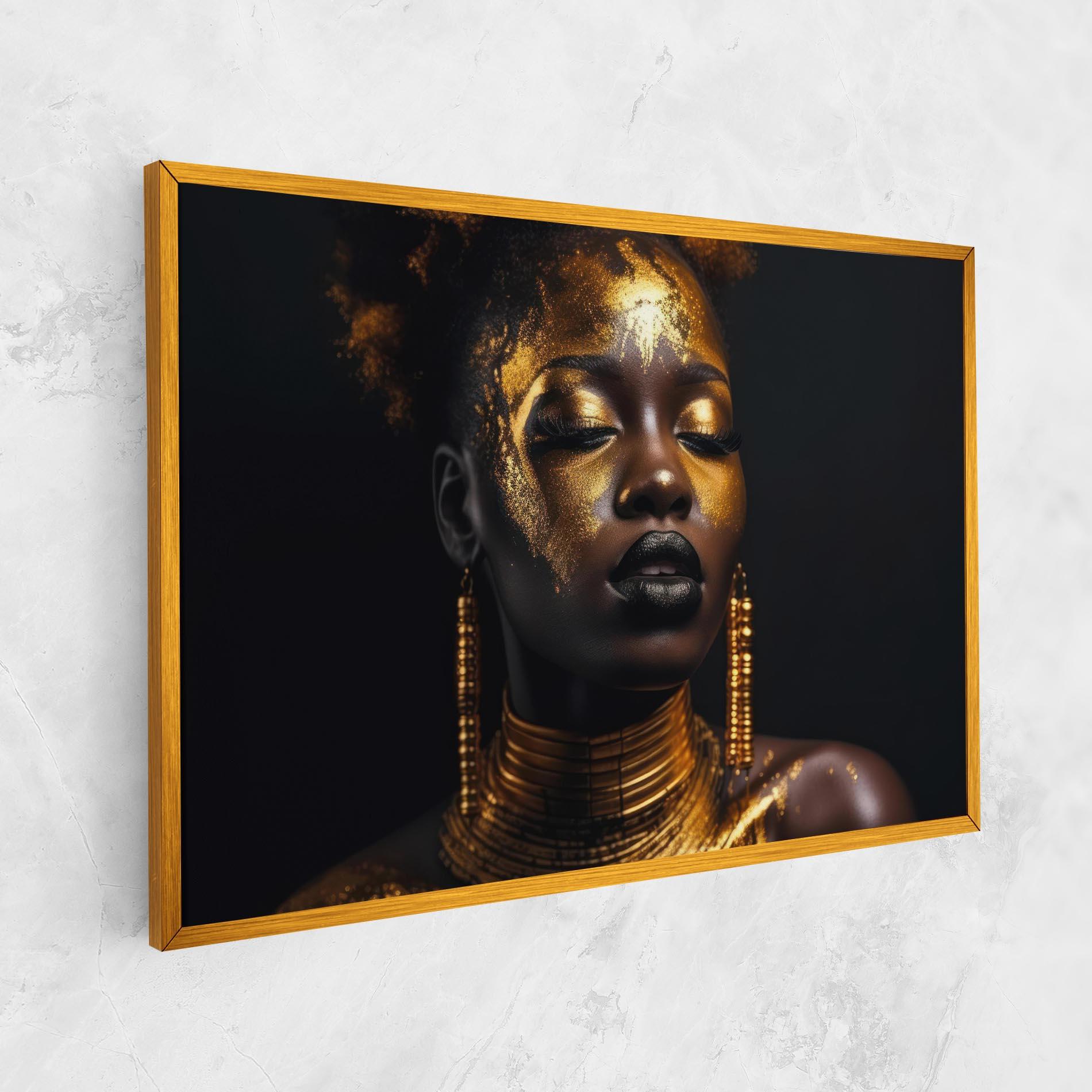 Obraz na Płótnie Gold Makeup Black Lips mockup 1