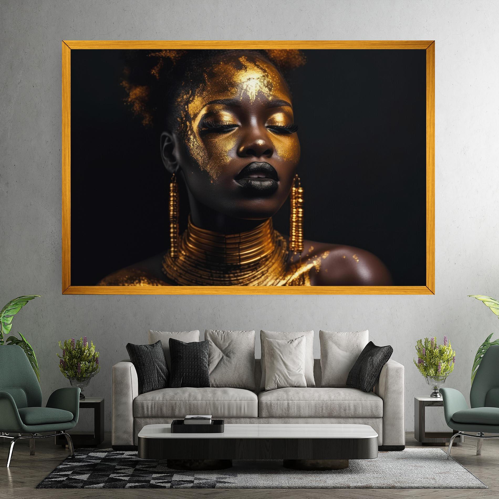 Obraz na Płótnie Gold Makeup Black Lips mockup 7