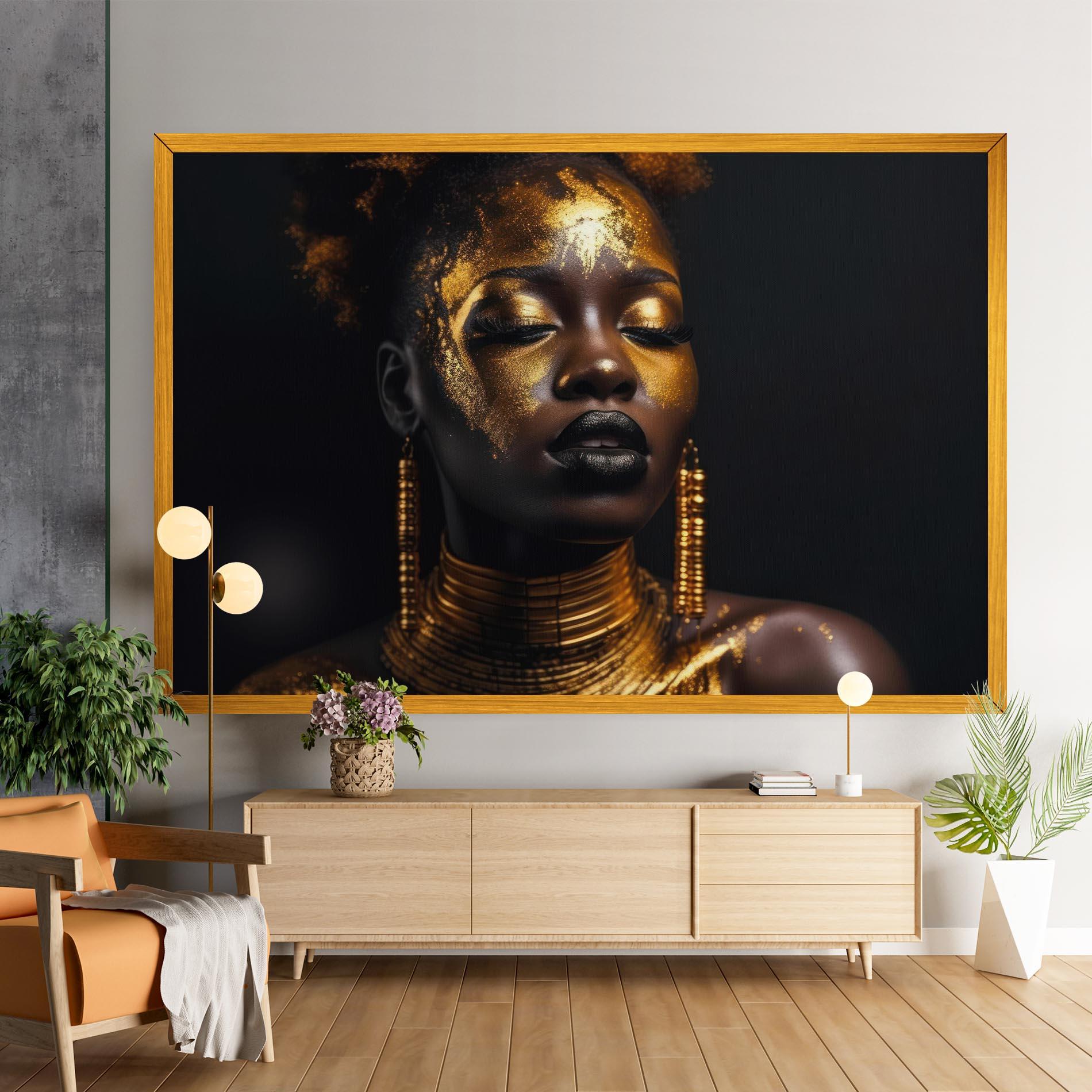 Obraz na Płótnie Gold Makeup Black Lips mockup 9