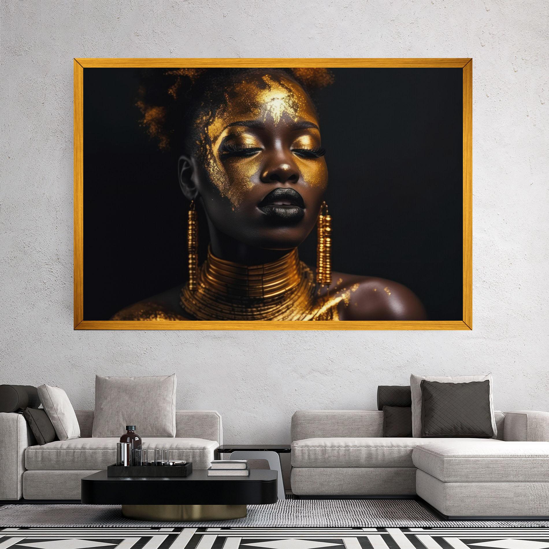 Obraz na Płótnie Gold Makeup Black Lips mockup 2