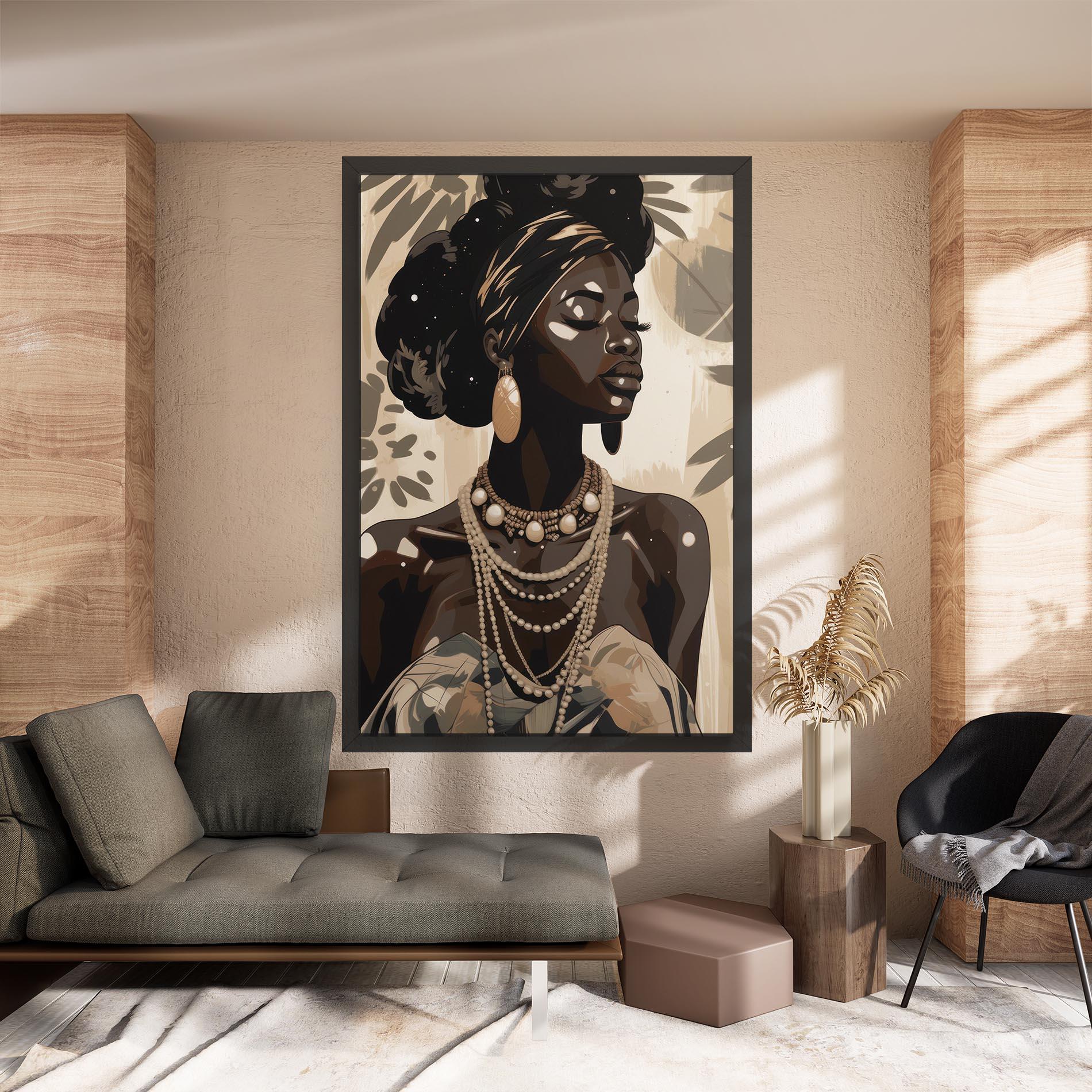 Obraz na Płótnie African Woman On Cream mockup 8