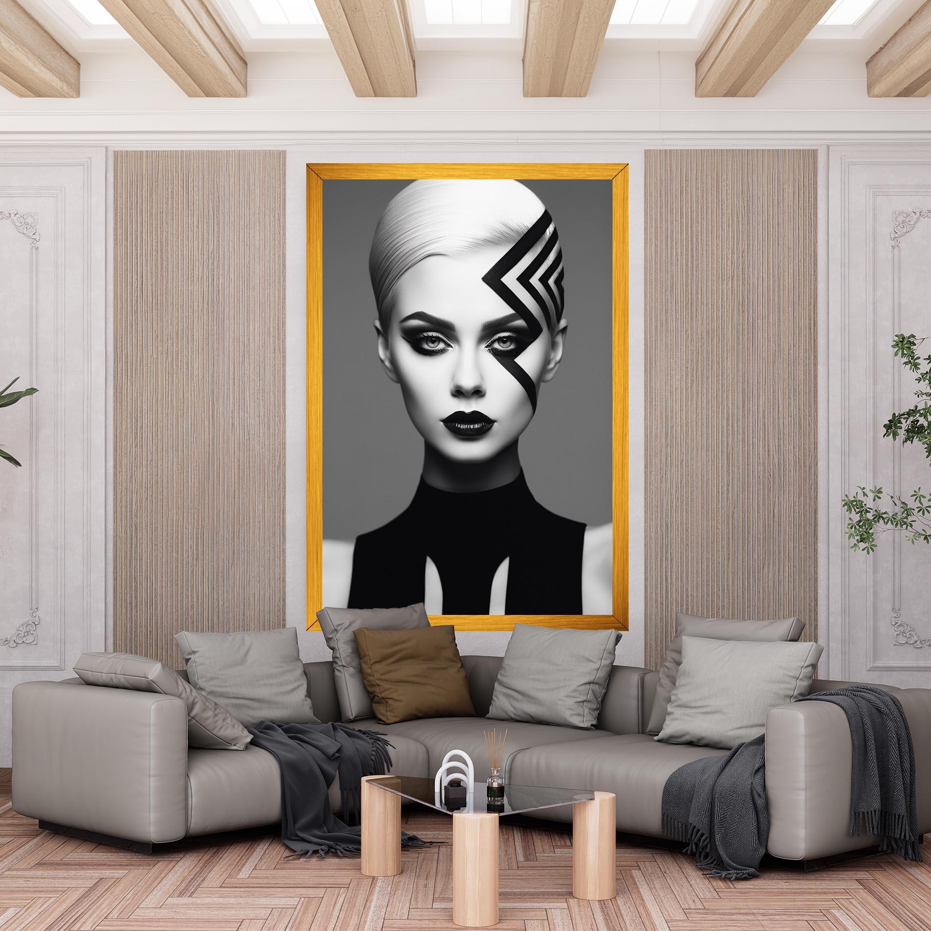 Obraz na Płótnie Black Lines On Face mockup 6