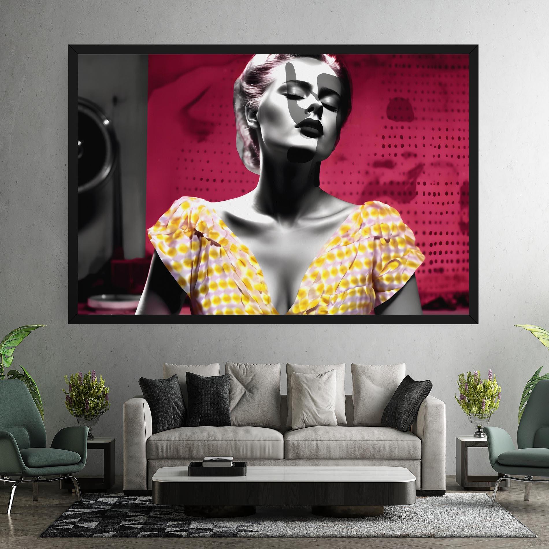 Obraz na Płótnie Yellow Dress On Pink mockup 7