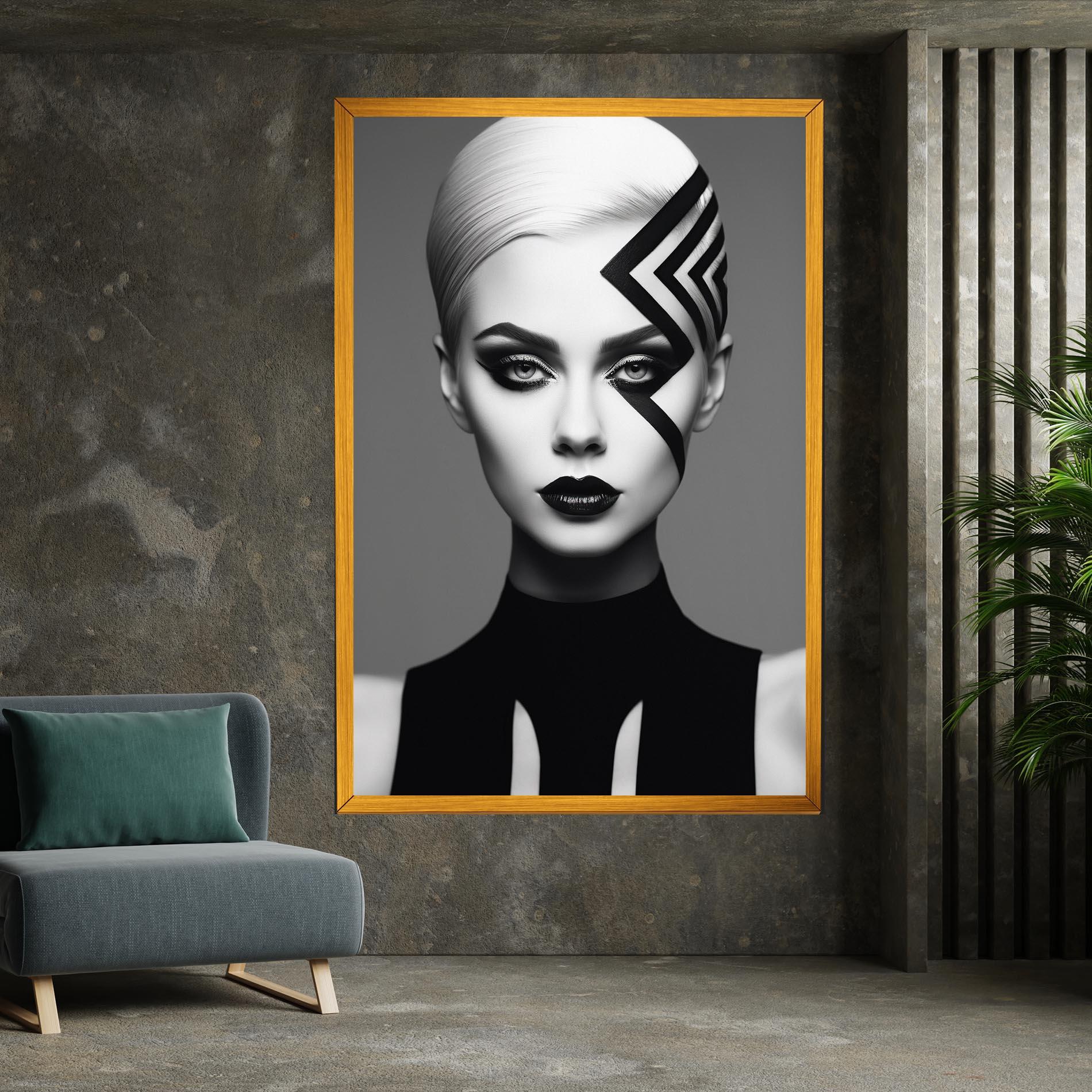 Obraz na Płótnie Black Lines On Face mockup 7