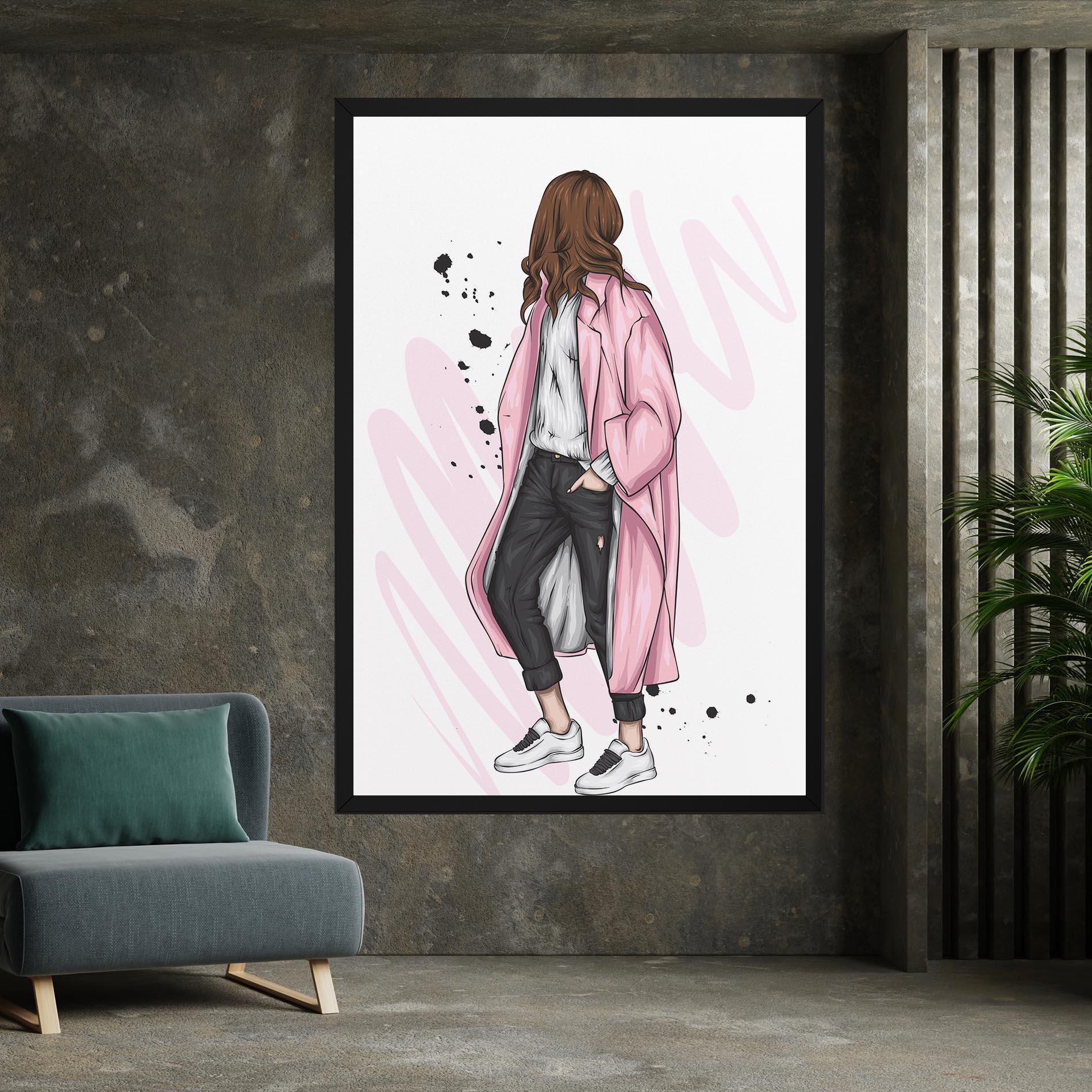 Obraz na Płótnie Pink Coat Woman mockup 7