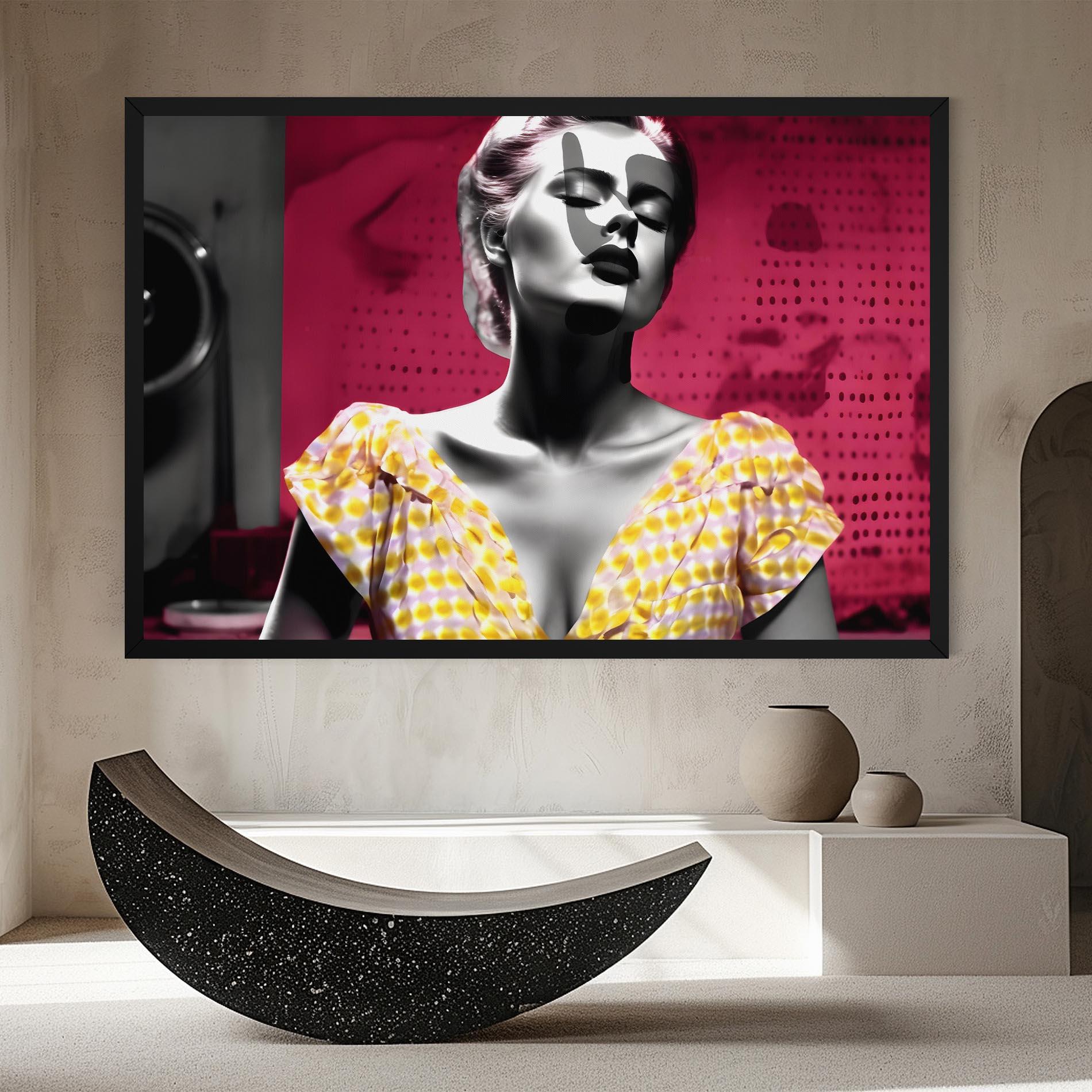 Obraz na Płótnie Yellow Dress On Pink mockup 8