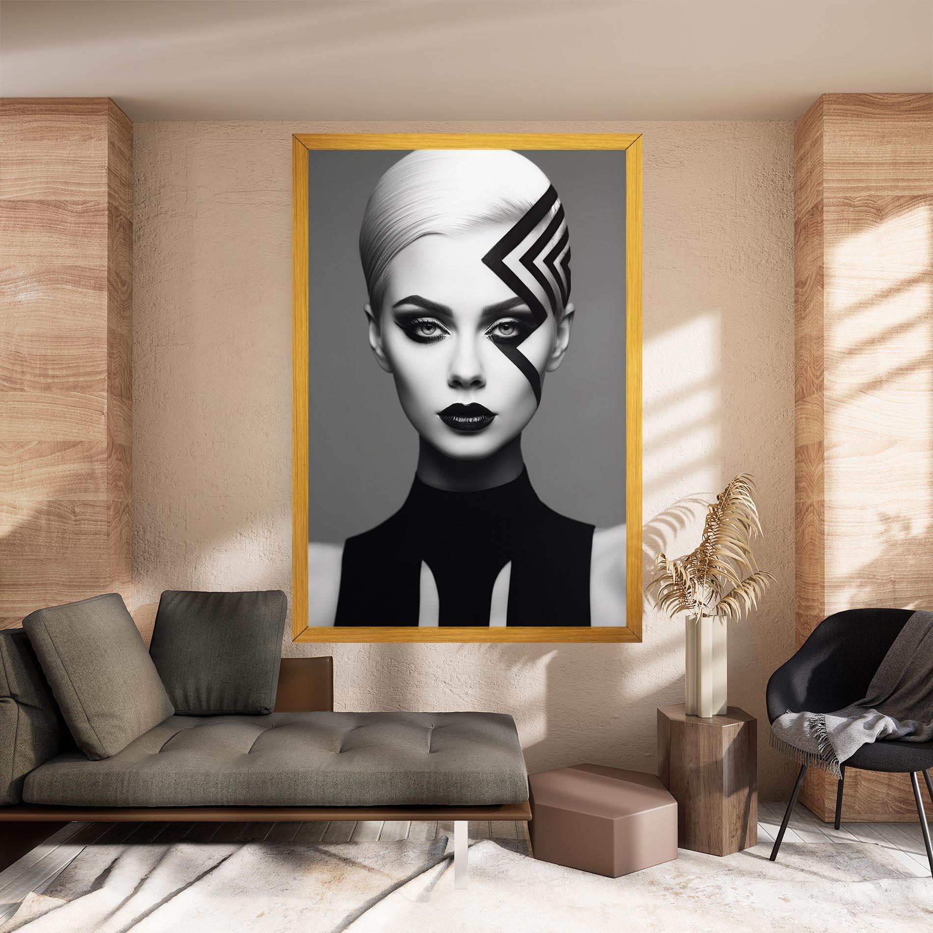 Obraz na Płótnie Black Lines On Face mockup 8