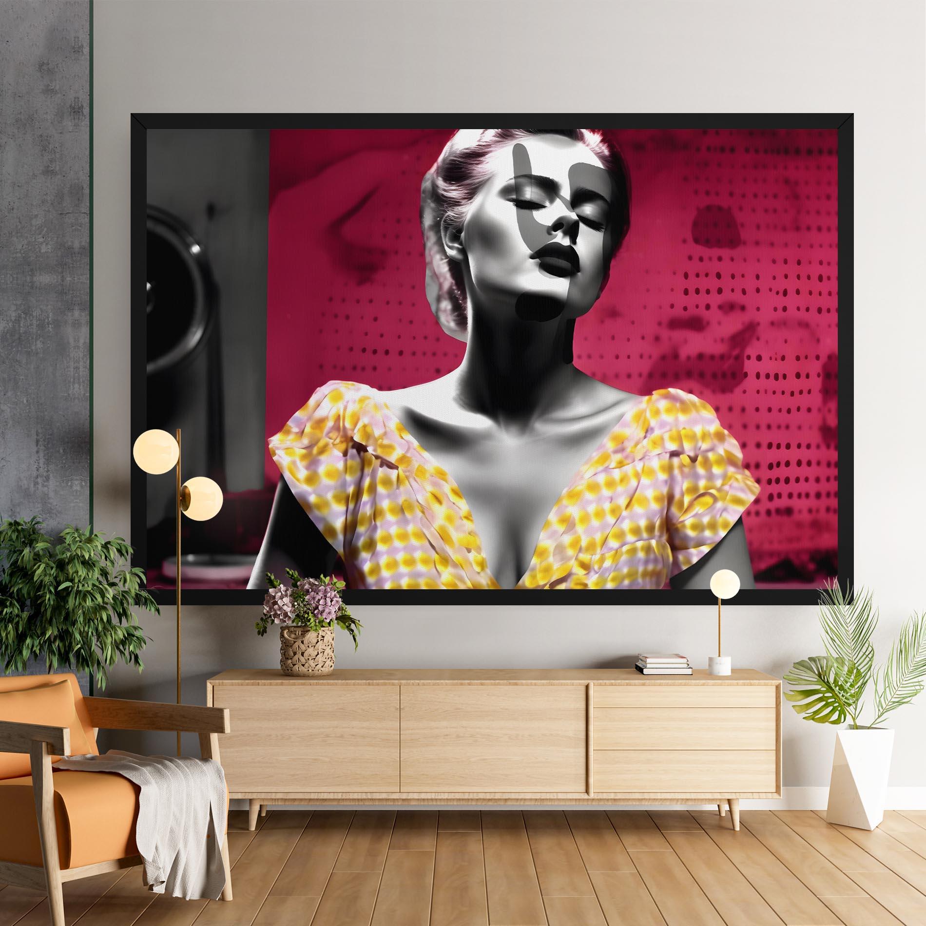 Obraz na Płótnie Yellow Dress On Pink mockup 9