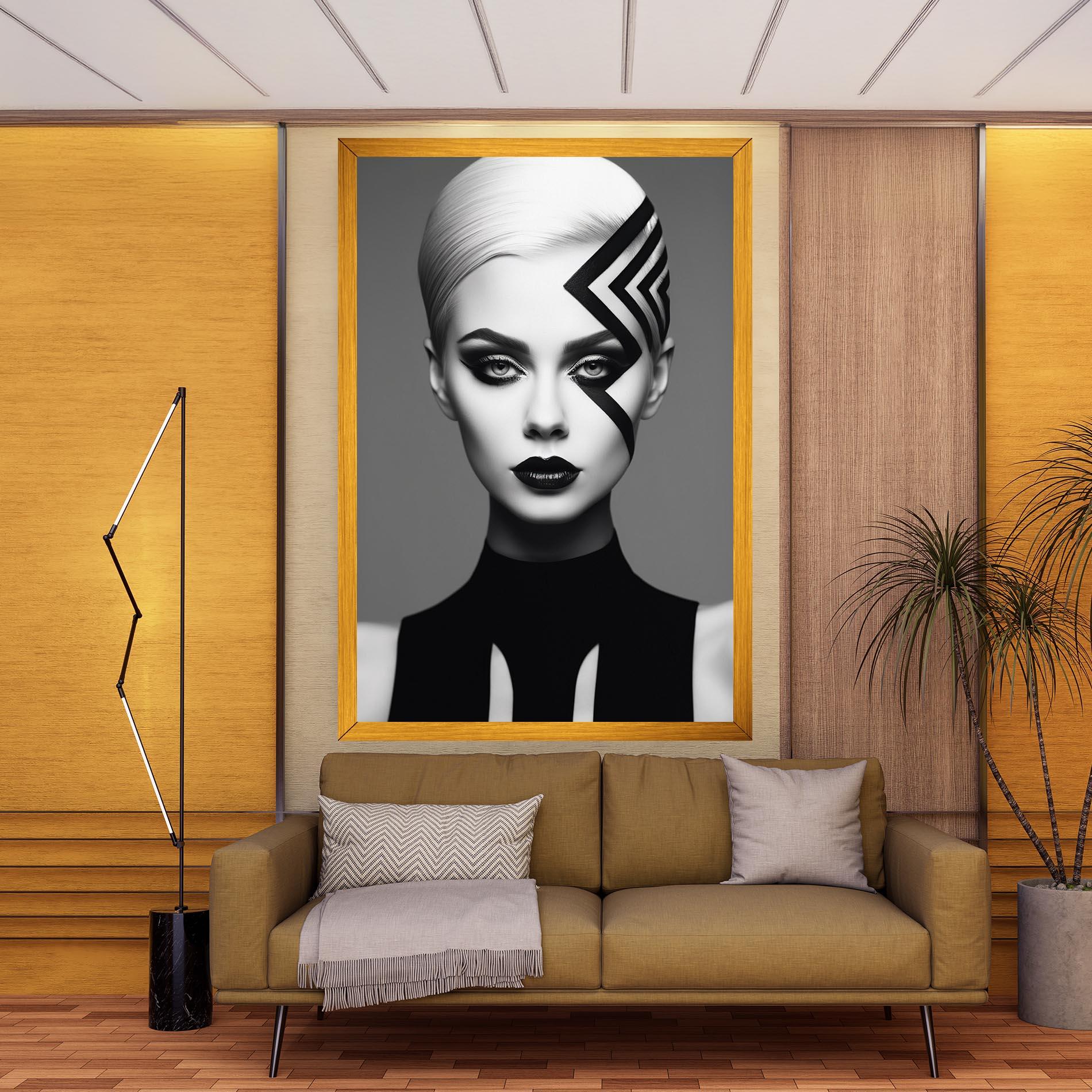 Obraz na Płótnie Black Lines On Face mockup 9