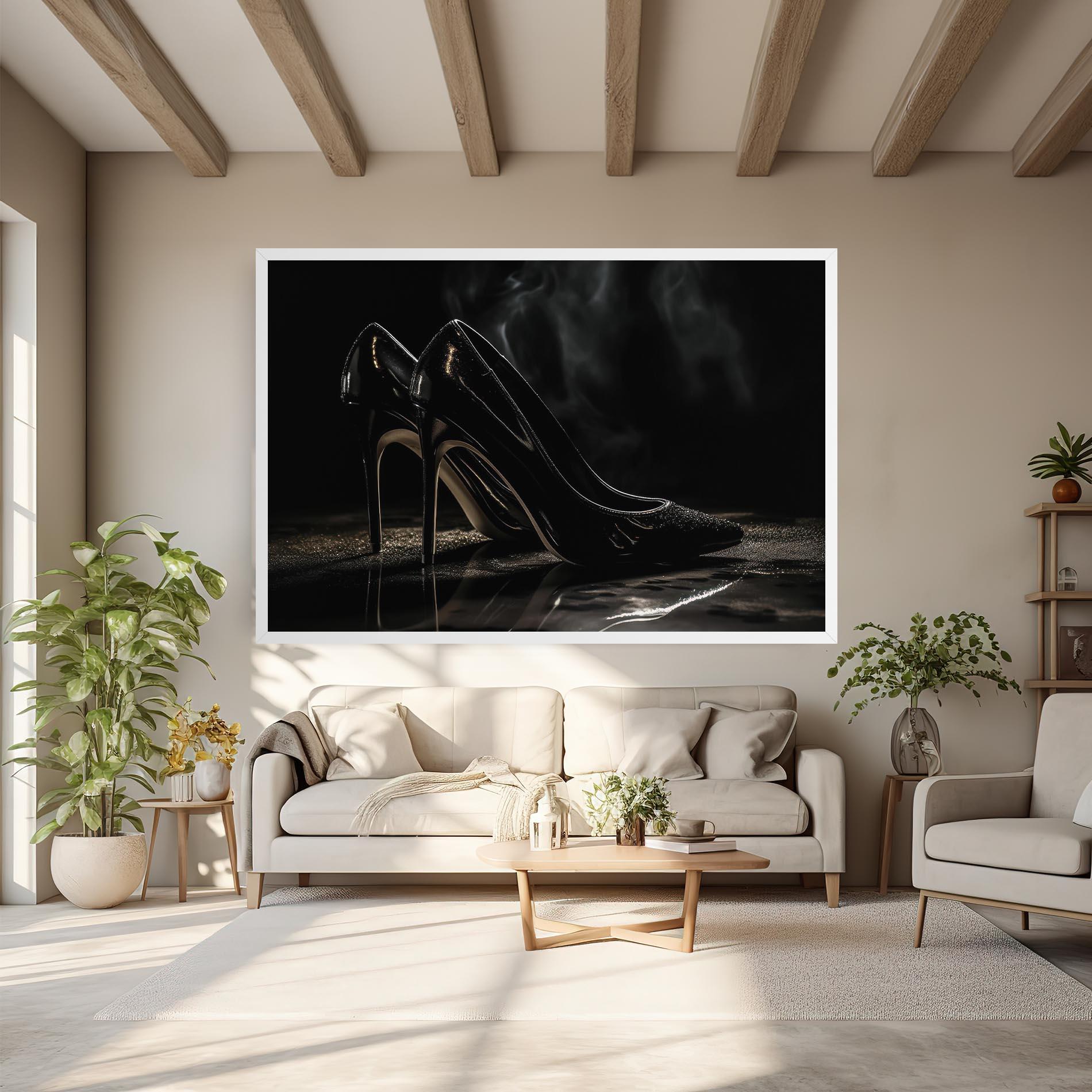 Obraz na Płótnie Black Leather Shoes mockup 6