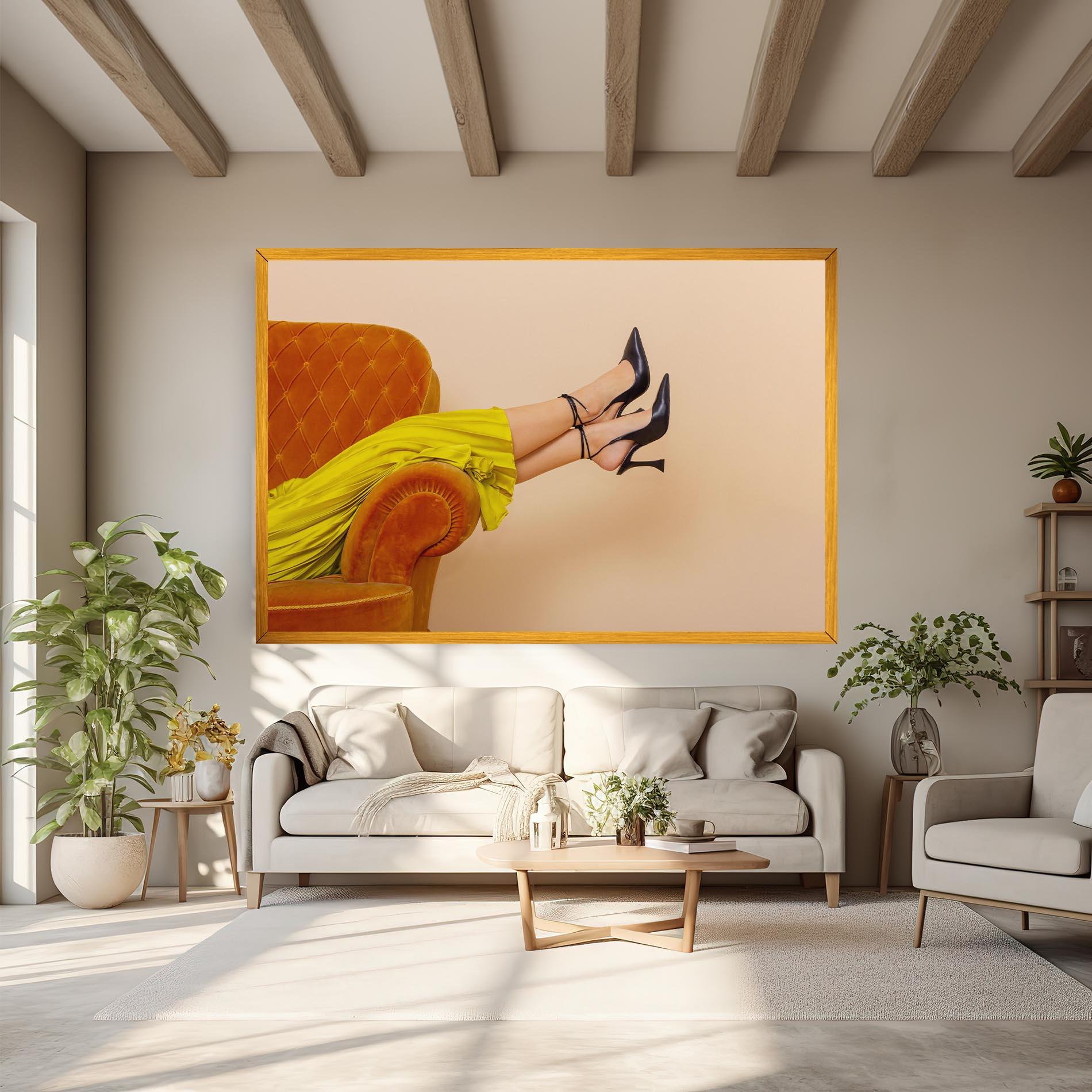 Obraz na Płótnie Black Heals On Cream mockup 6