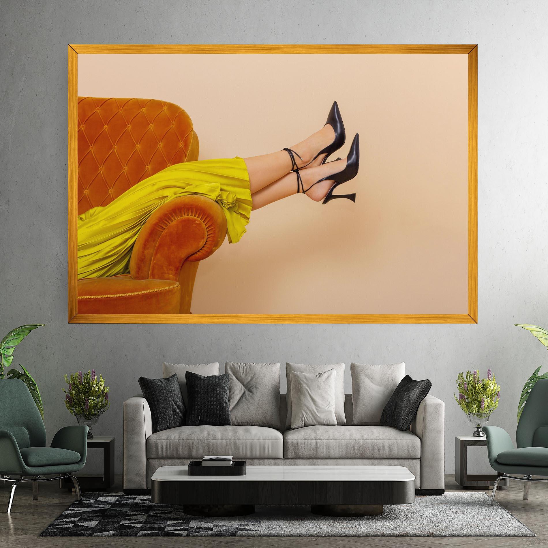 Obraz na Płótnie Black Heals On Cream mockup 7