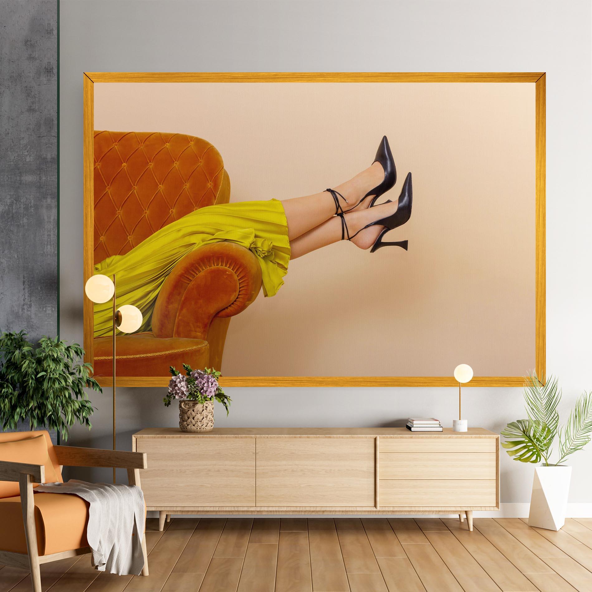 Obraz na Płótnie Black Heals On Cream mockup 9