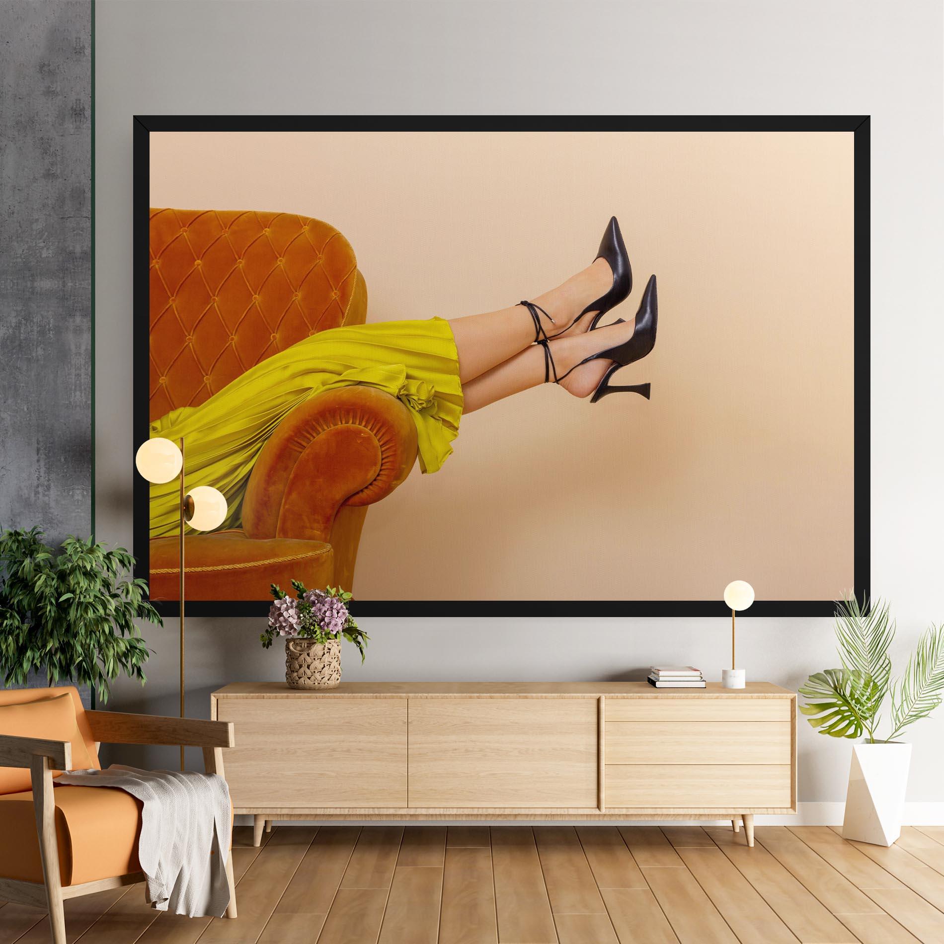 Obraz na Płótnie Black Heals On Cream mockup 9