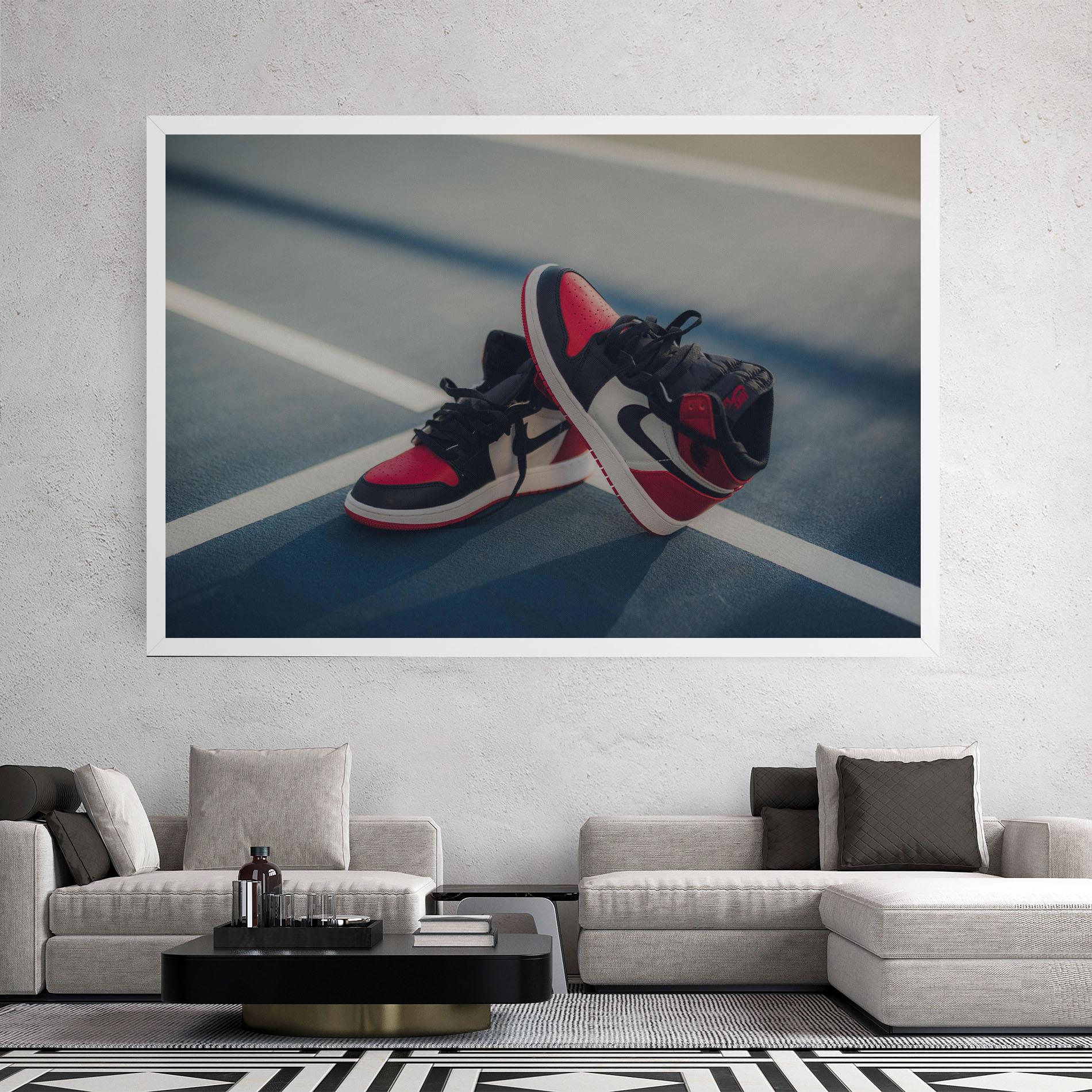 Obraz na Płótnie Cool Nike Red Jordan Air mockup 2