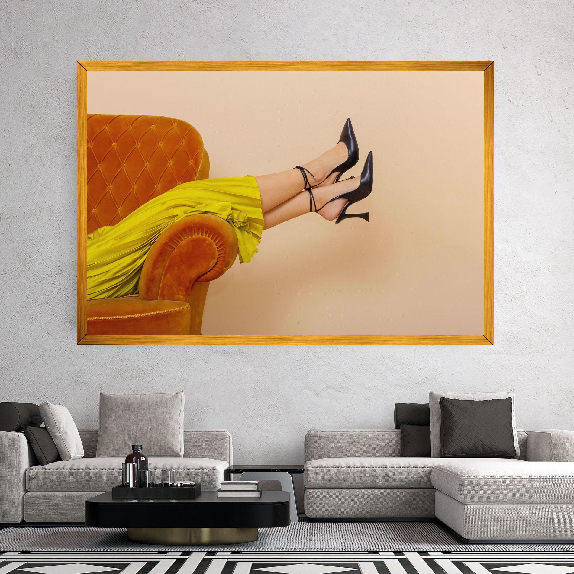 Obraz na Płótnie Black Heals On Cream mockup 2