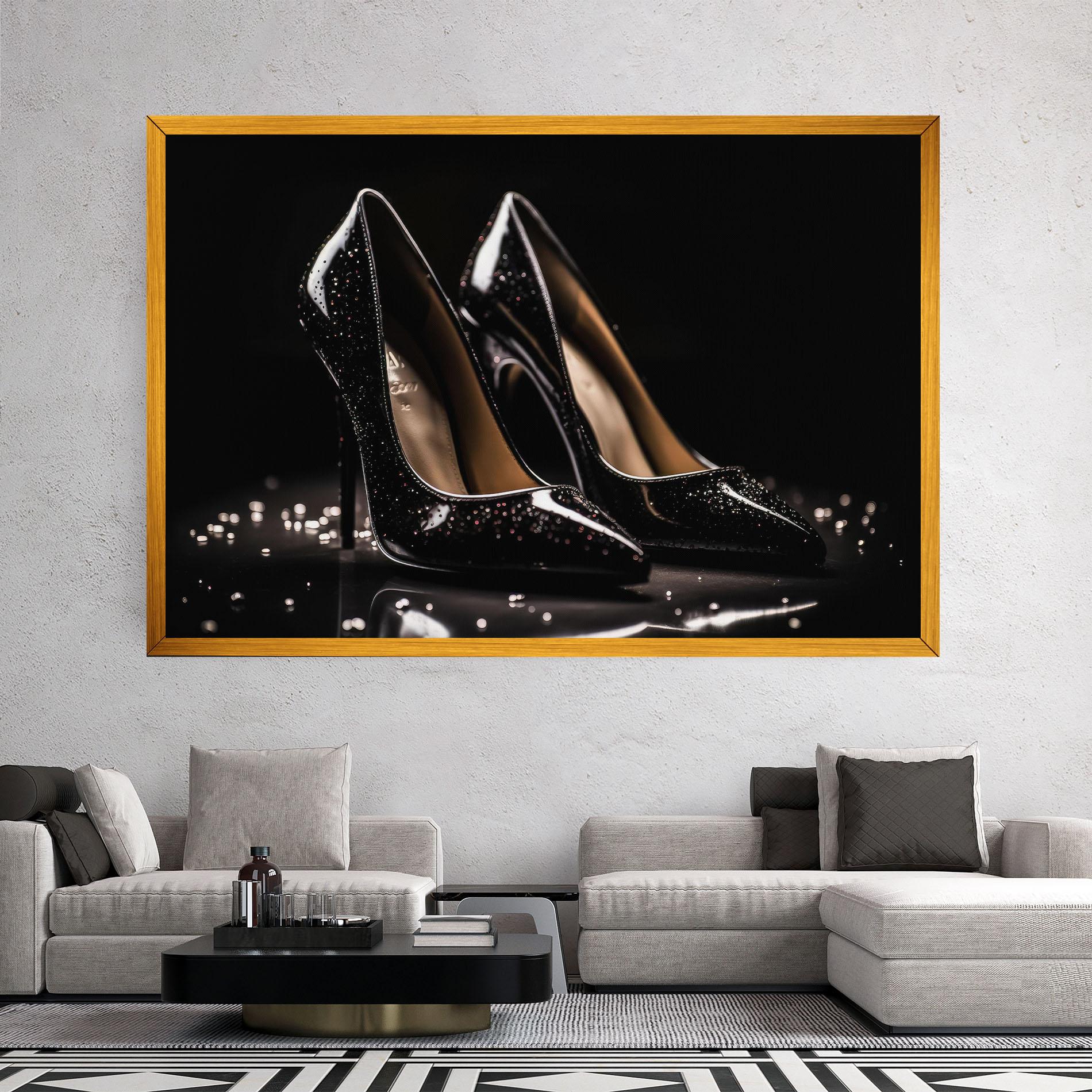 Obraz na Płótnie Black Leather Shoe mockup 2