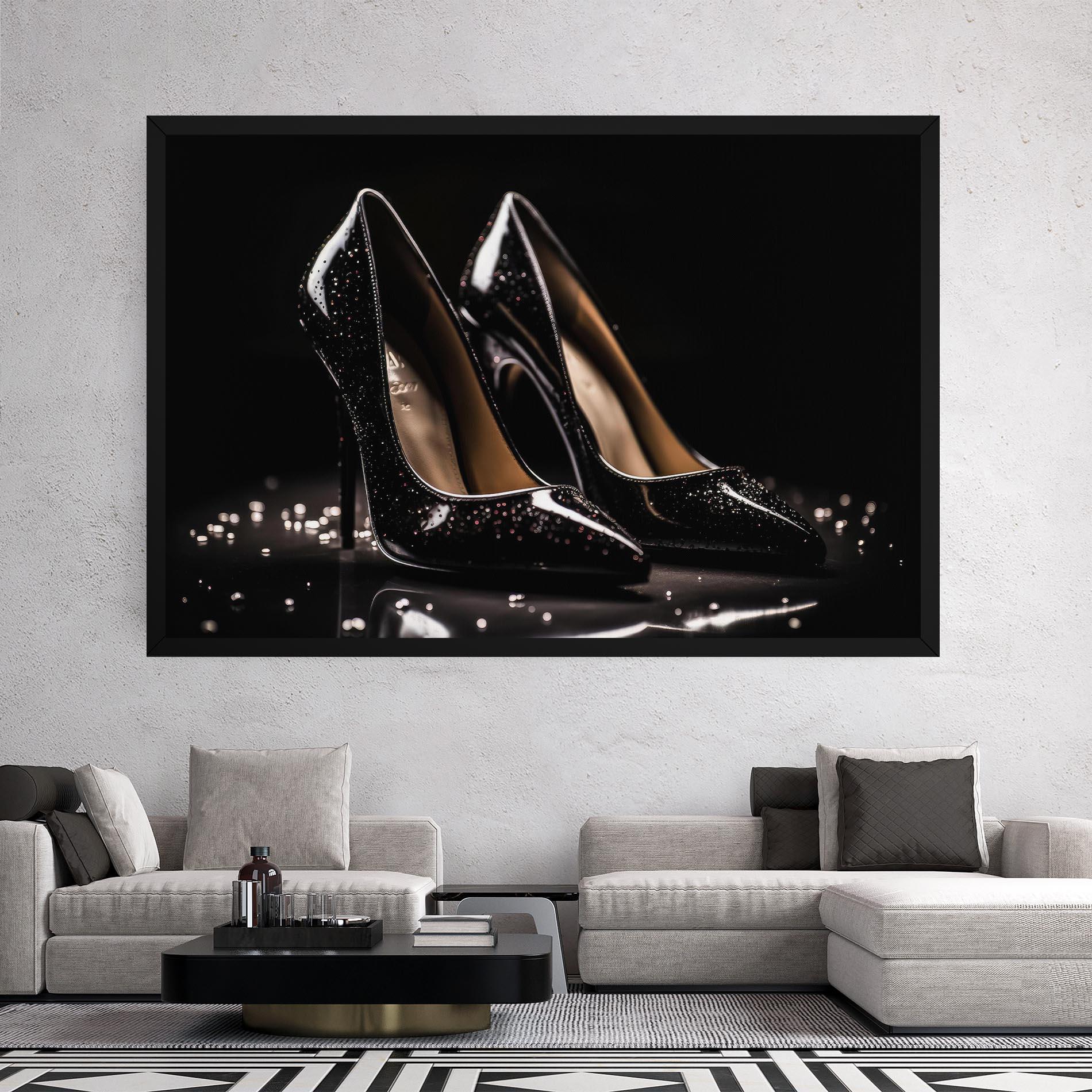 Obraz na Płótnie Black Leather Shoe mockup 2