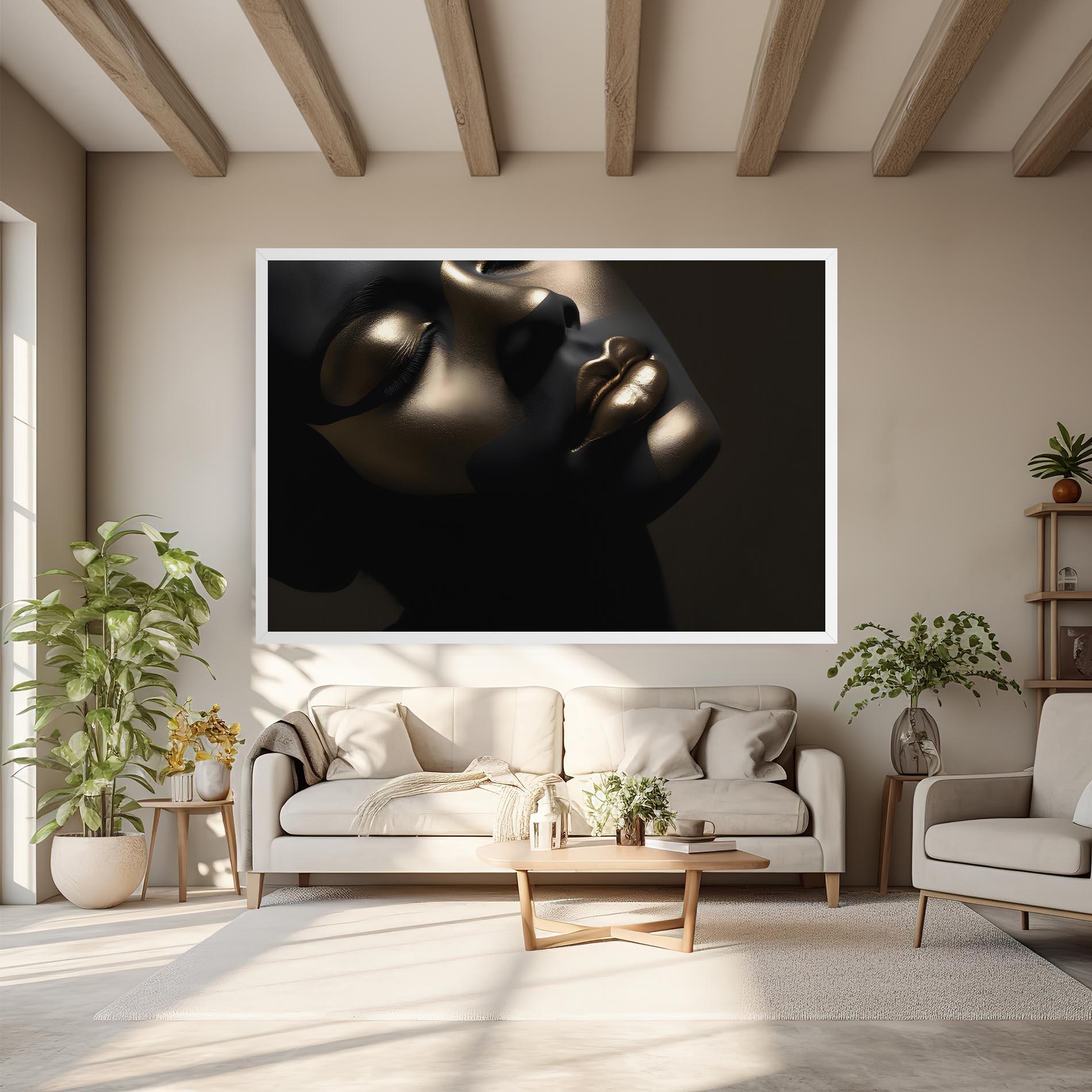 Obraz na Płótnie Dark Gold Face mockup 6