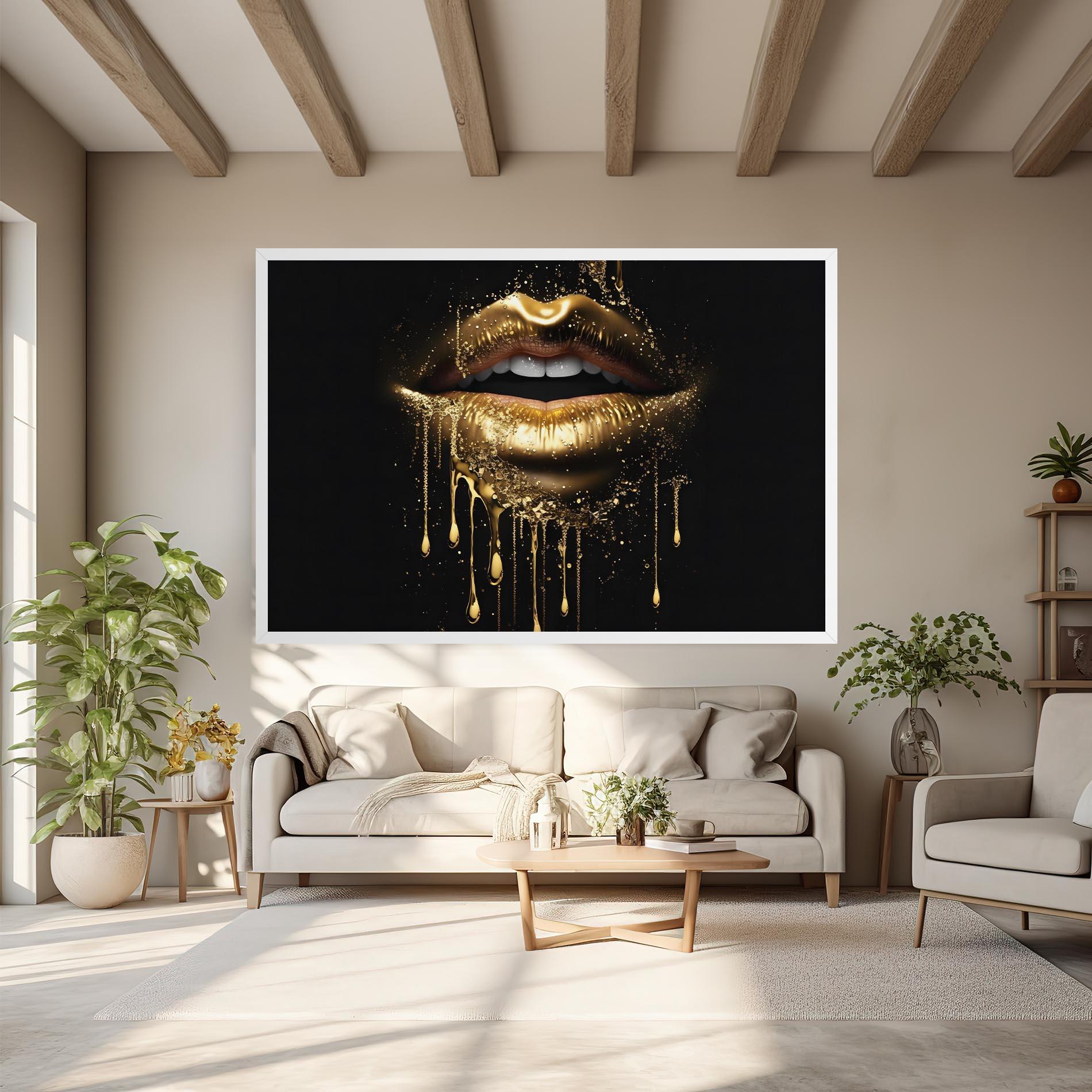 Obraz na Płótnie Golden Luxury Lips mockup 6