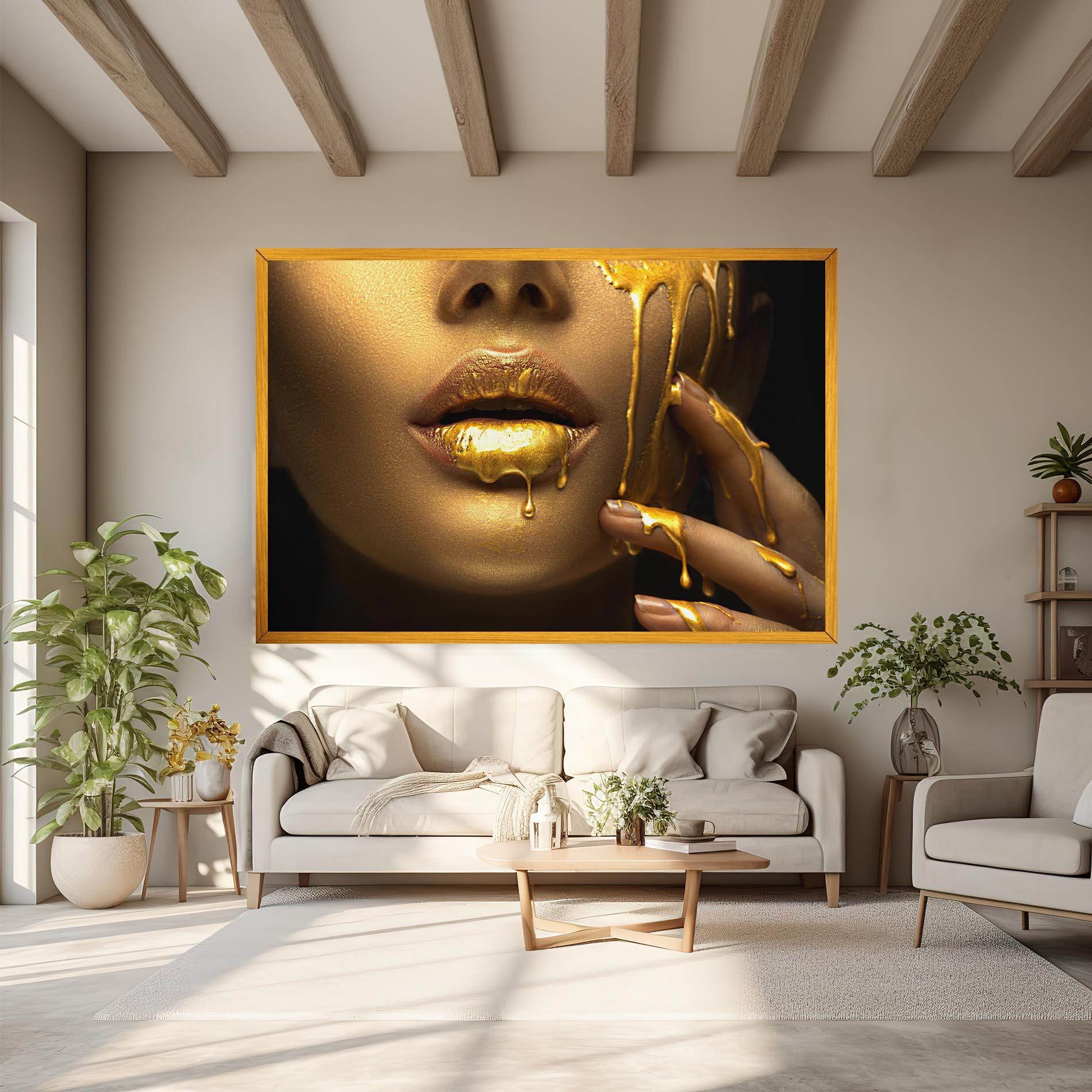 Obraz na Płótnie Golden Lips mockup 6