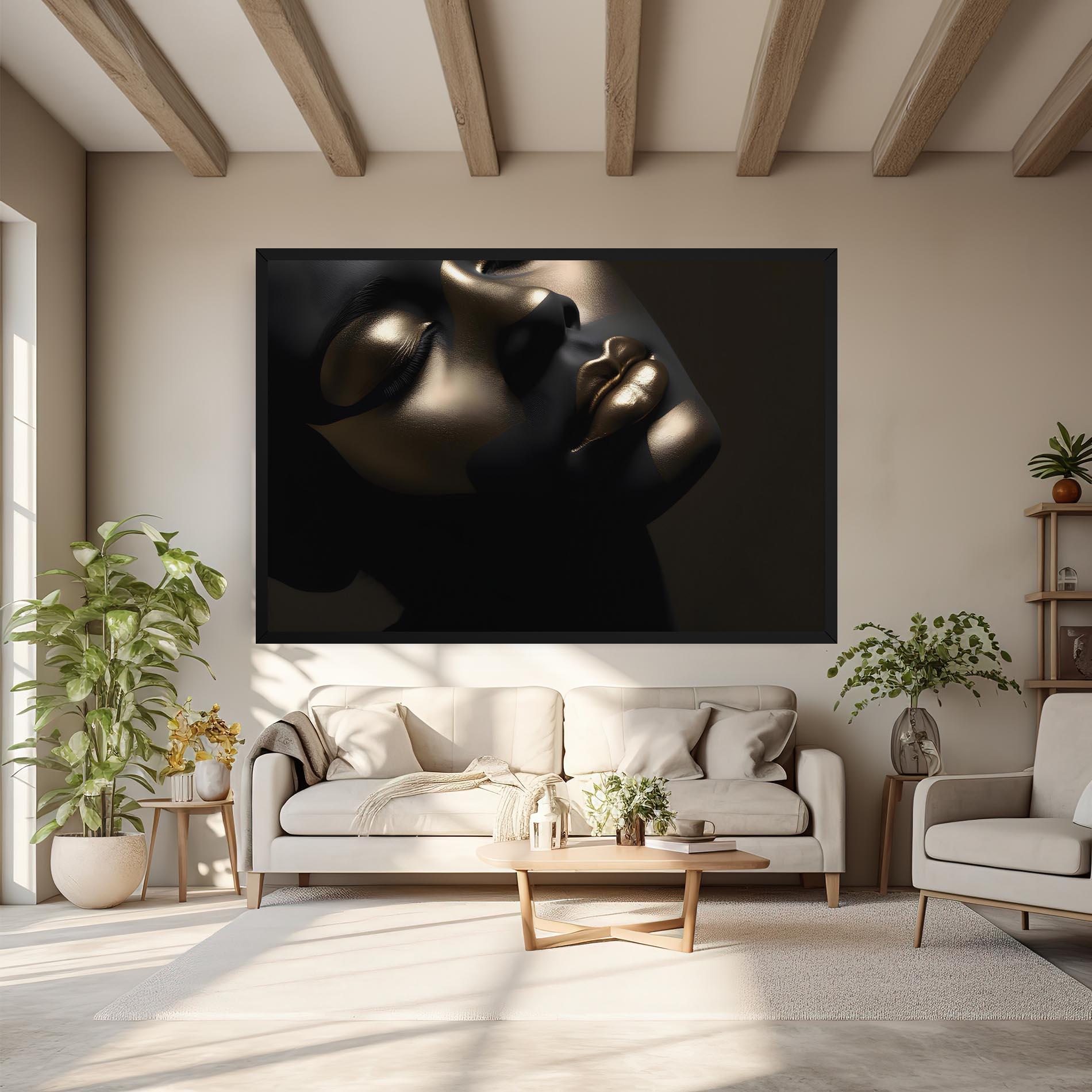 Obraz na Płótnie Dark Gold Face mockup 6