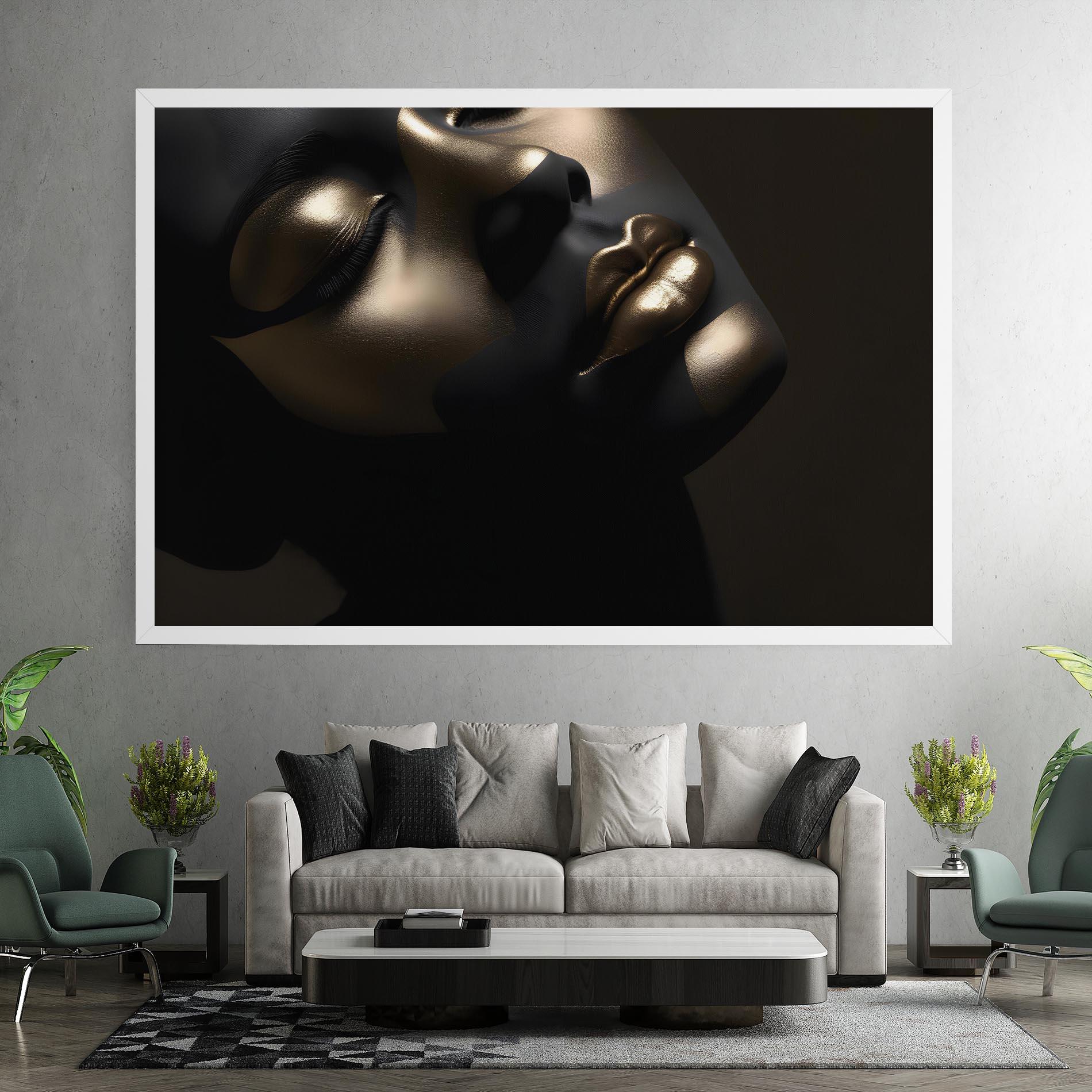 Obraz na Płótnie Dark Gold Face mockup 7