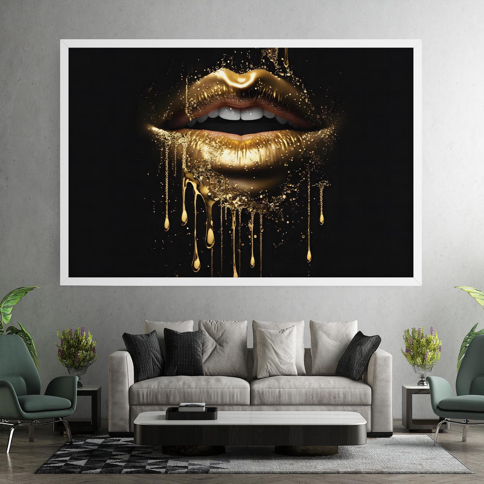 Obraz na Płótnie Golden Luxury Lips mockup 7