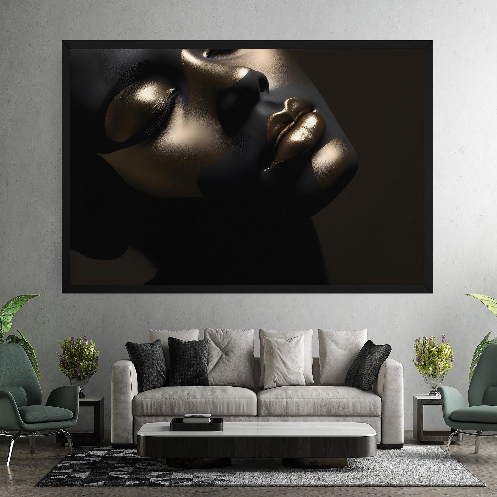 Obraz na Płótnie Dark Gold Face mockup 7