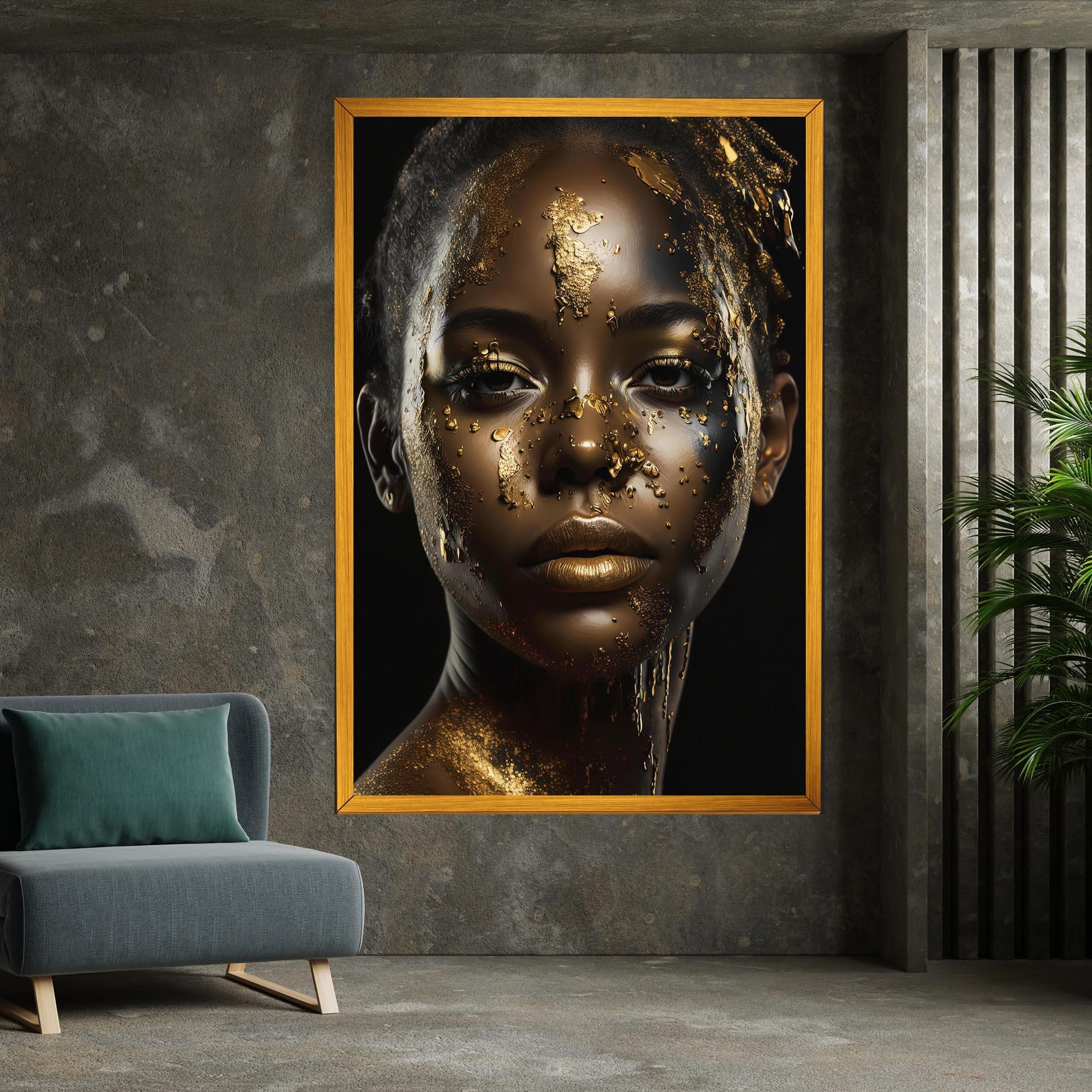 Obraz na Płótnie Attractive Gold Woman mockup 7