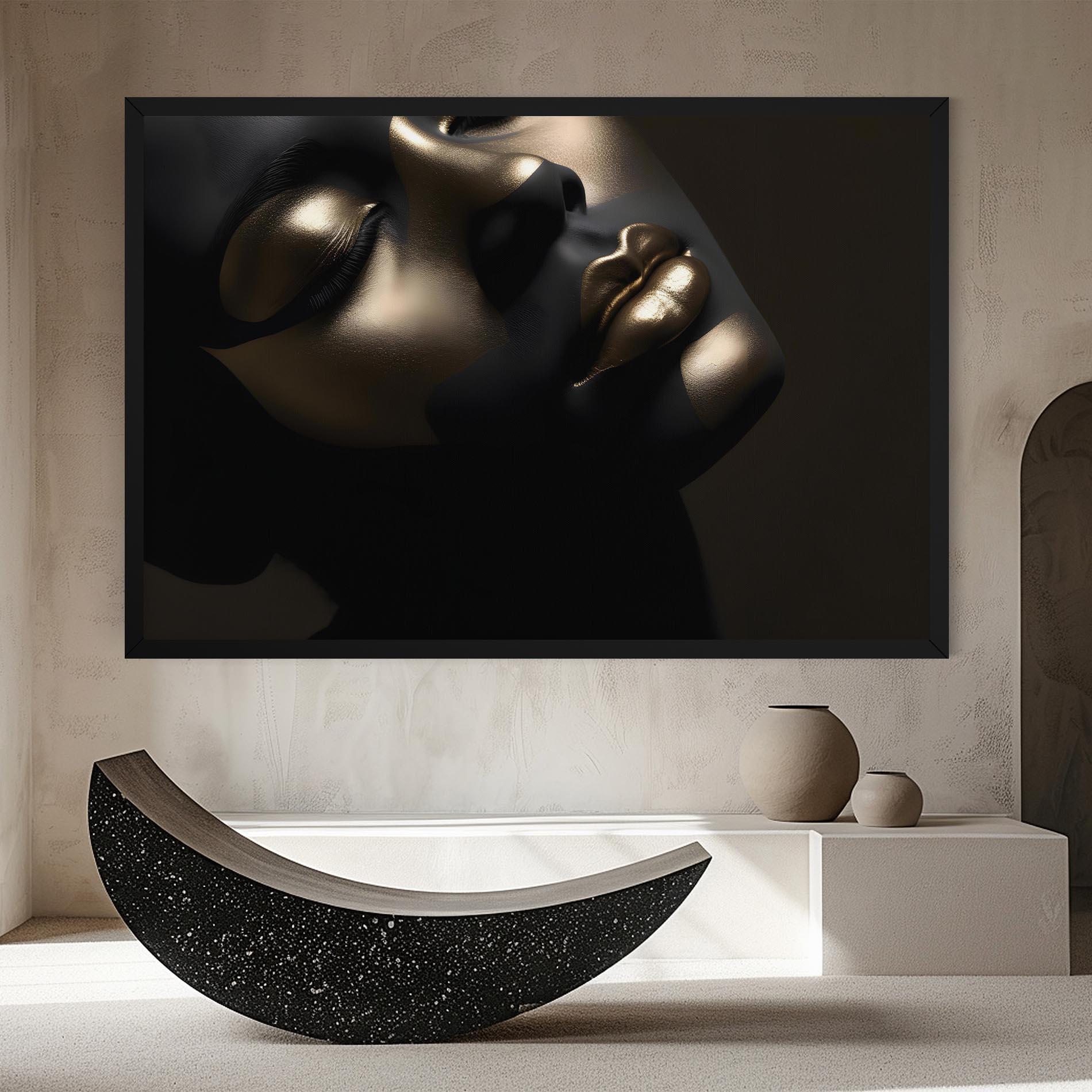 Obraz na Płótnie Dark Gold Face mockup 8