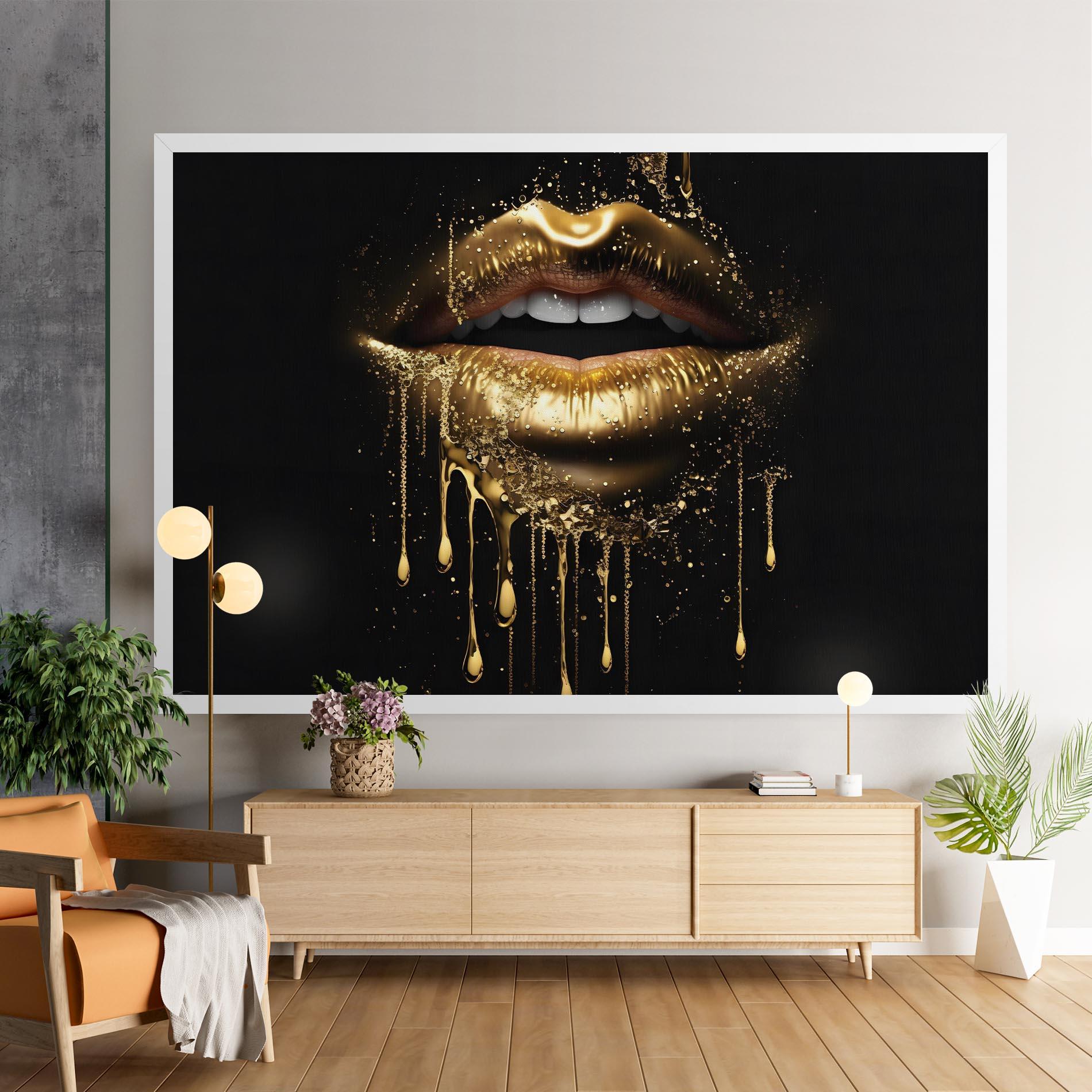 Obraz na Płótnie Golden Luxury Lips mockup 9