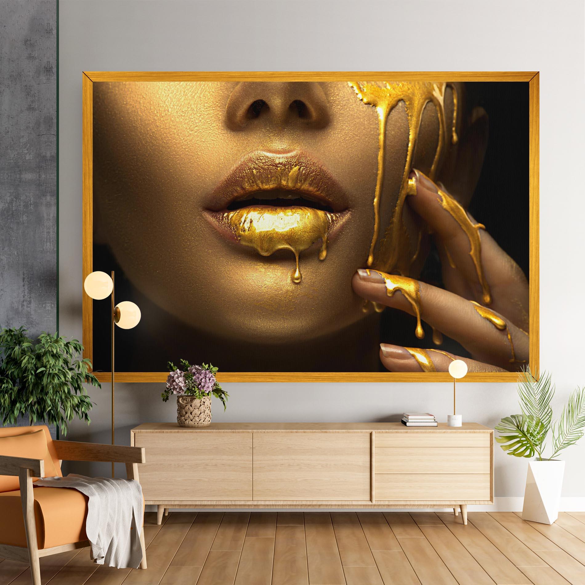 Obraz na Płótnie Golden Lips mockup 9