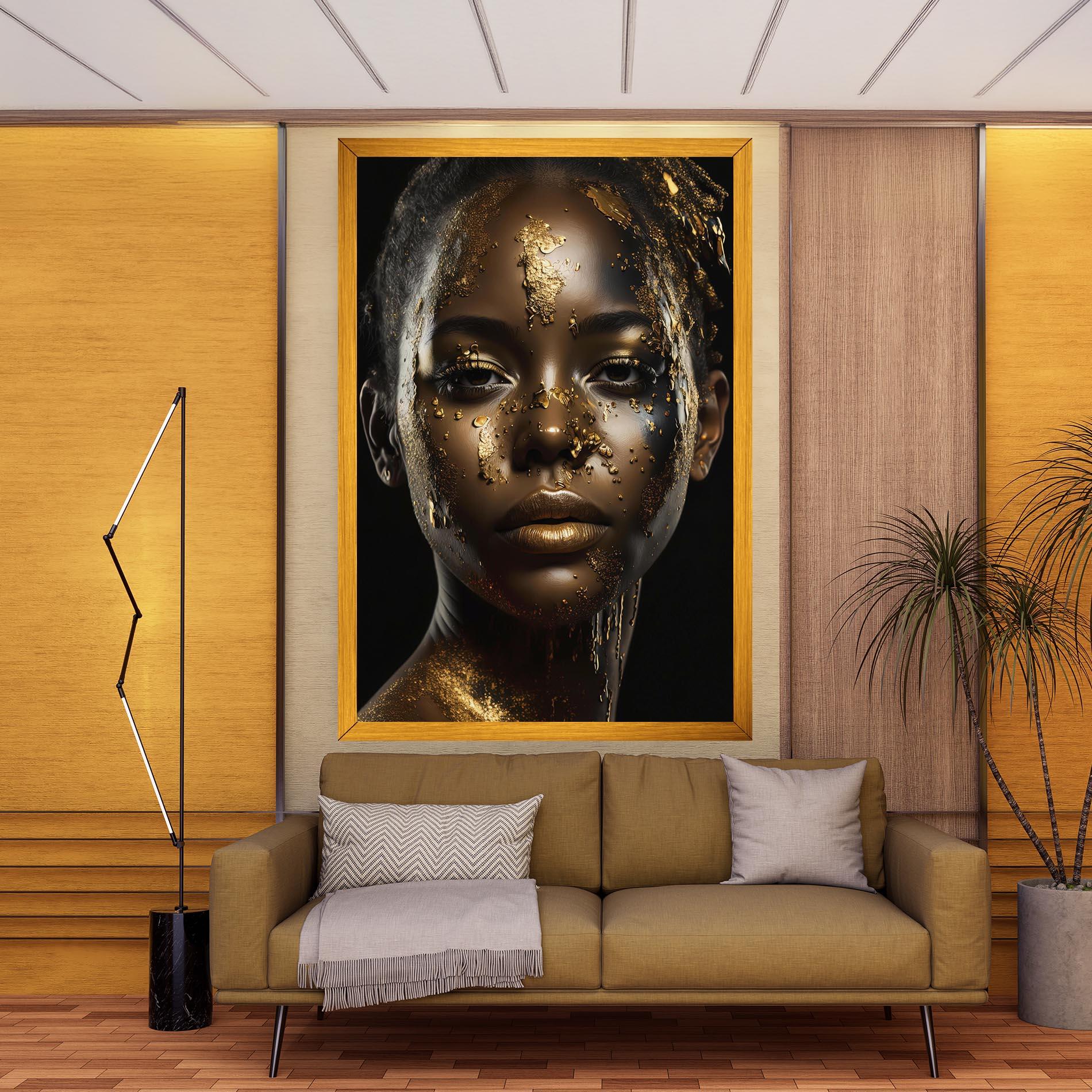 Obraz na Płótnie Attractive Gold Woman mockup 9