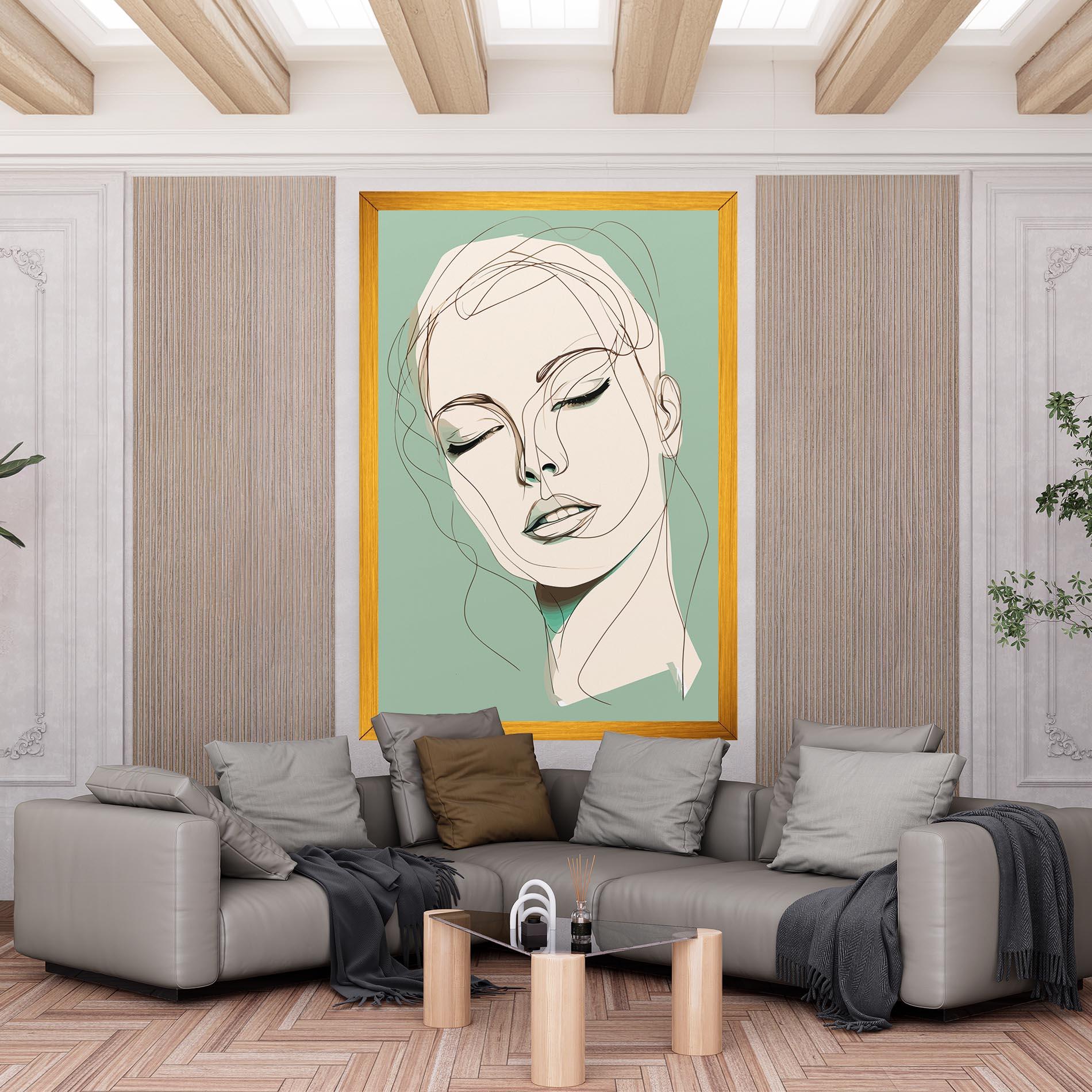 Obraz na Płótnie Green White Face mockup 6