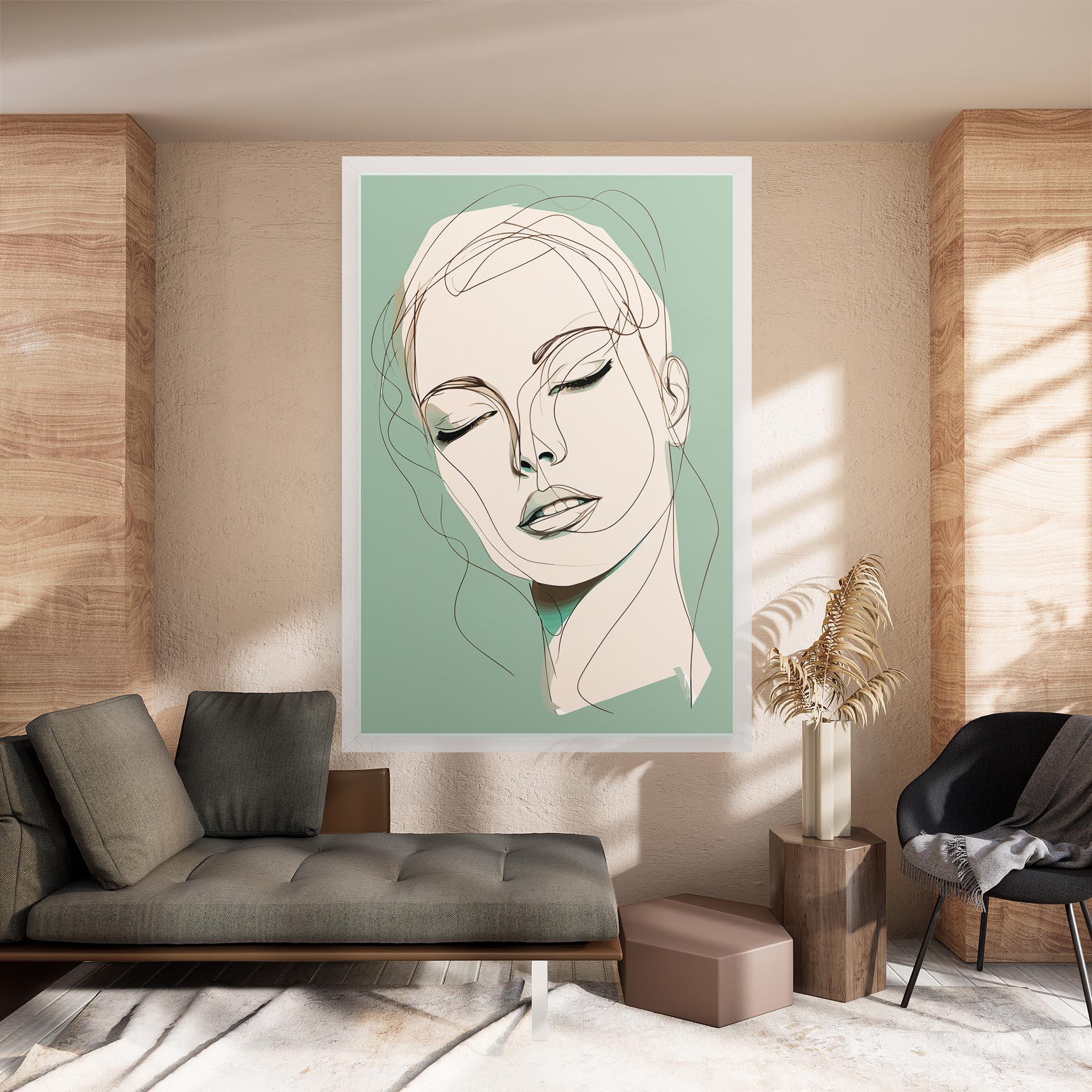 Obraz na Płótnie Green White Face mockup 8