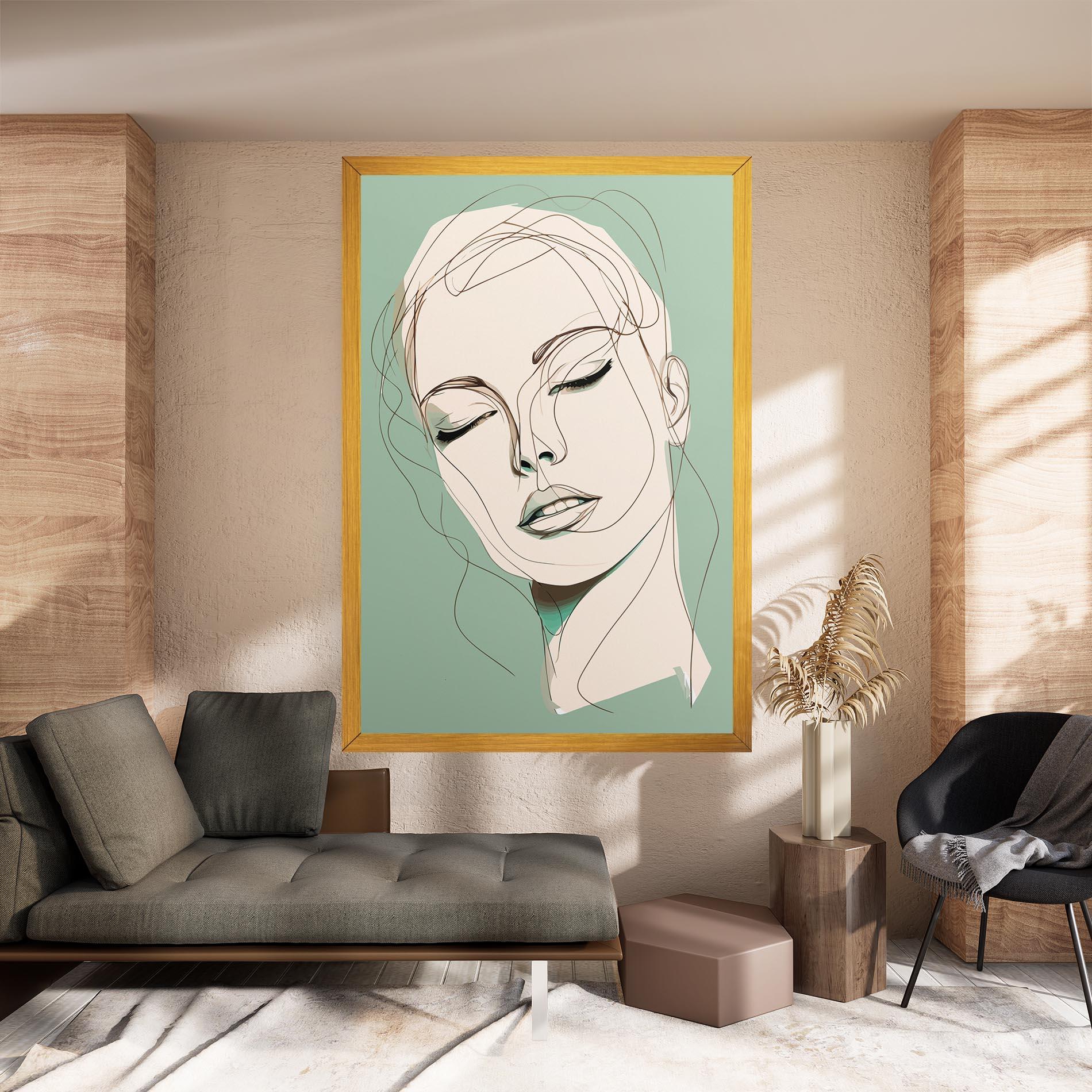 Obraz na Płótnie Green White Face mockup 8