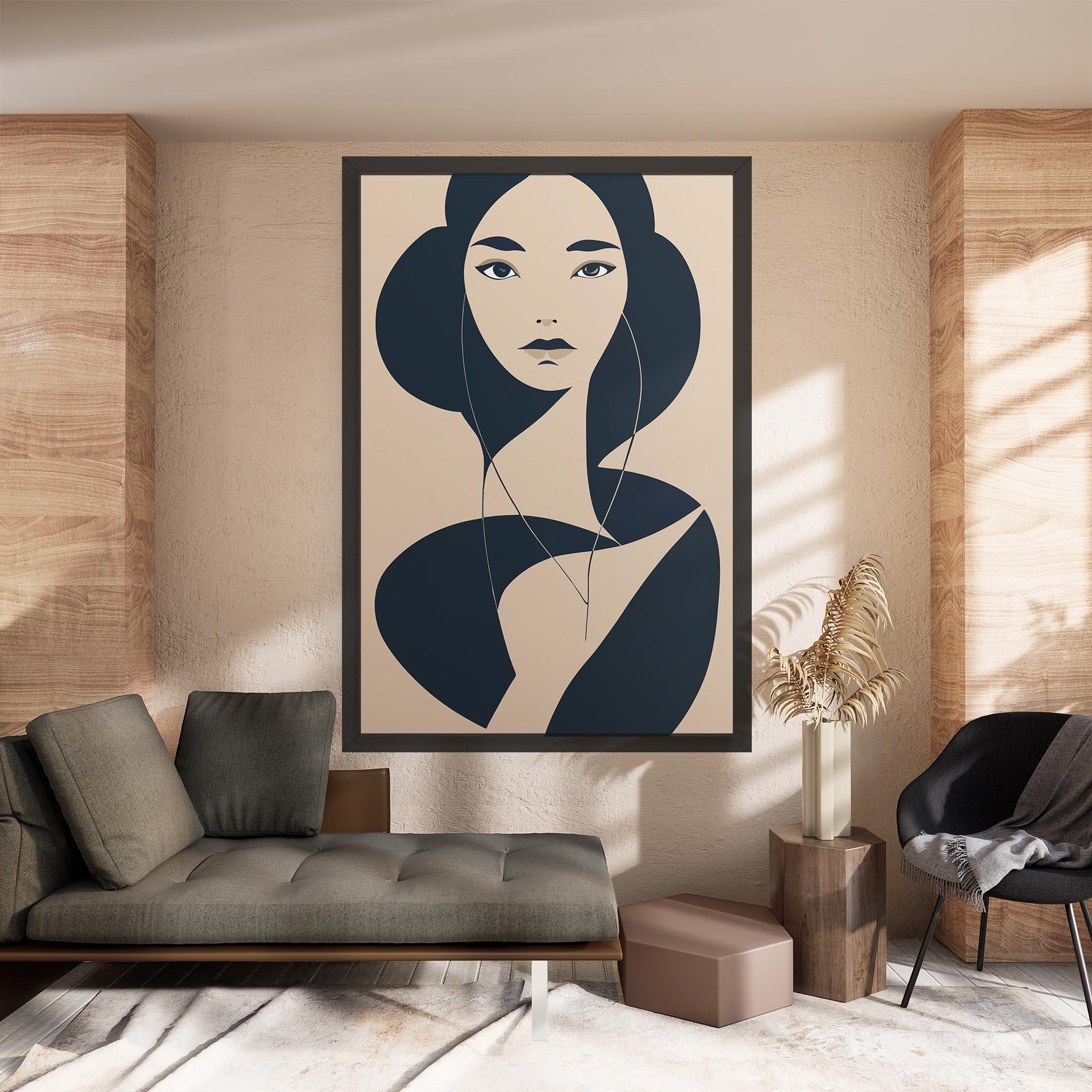 Obraz na Płótnie Cream Blue Woman mockup 8