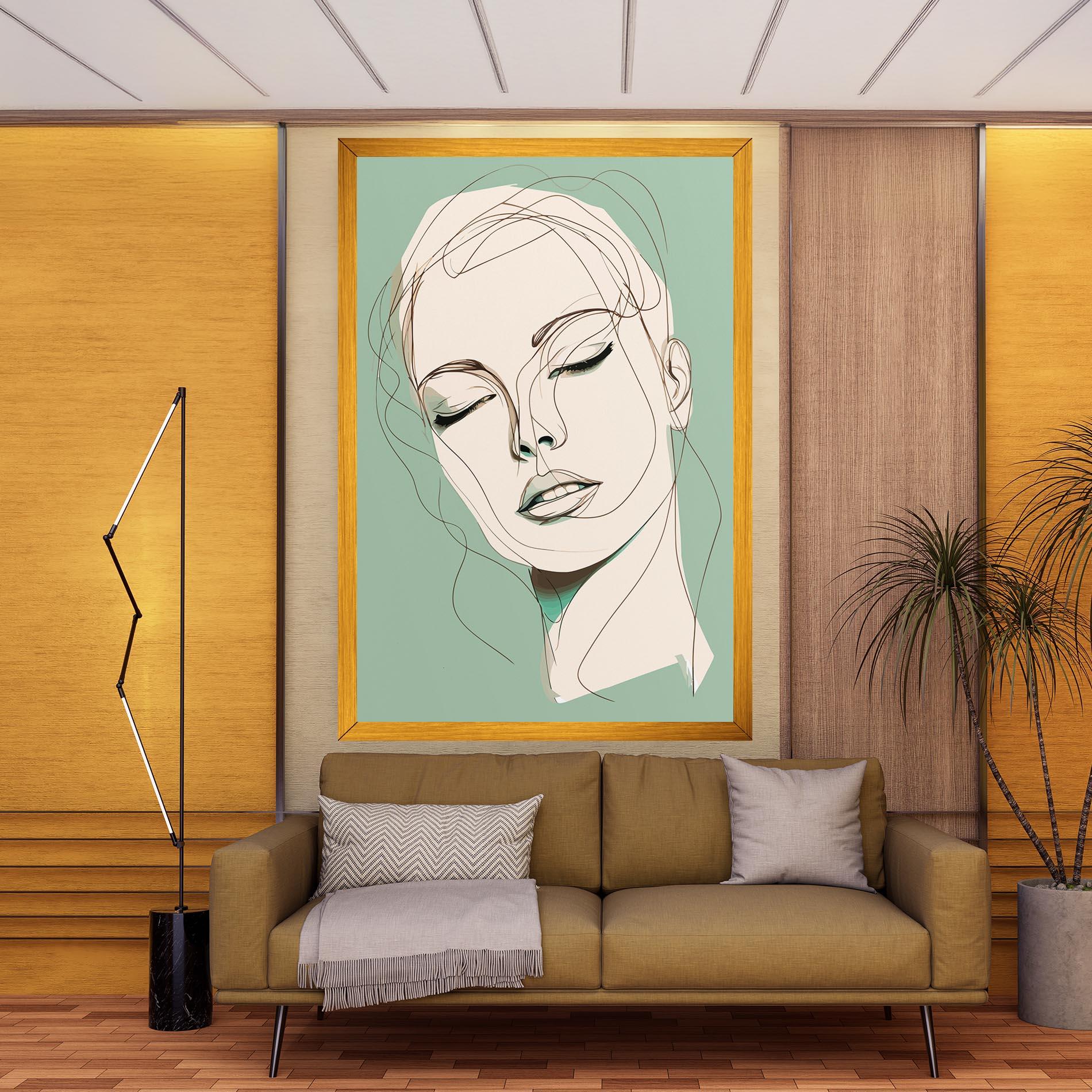 Obraz na Płótnie Green White Face mockup 9