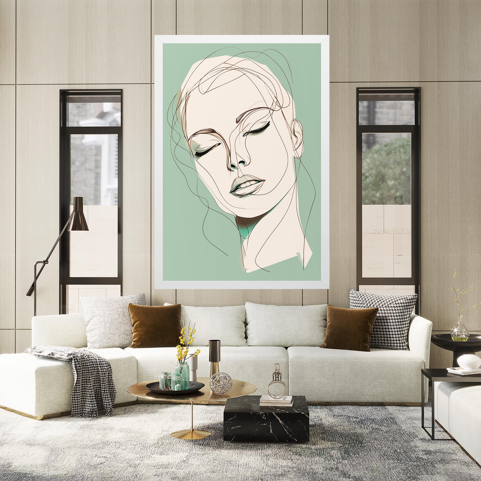 Obraz na Płótnie Green White Face mockup 2